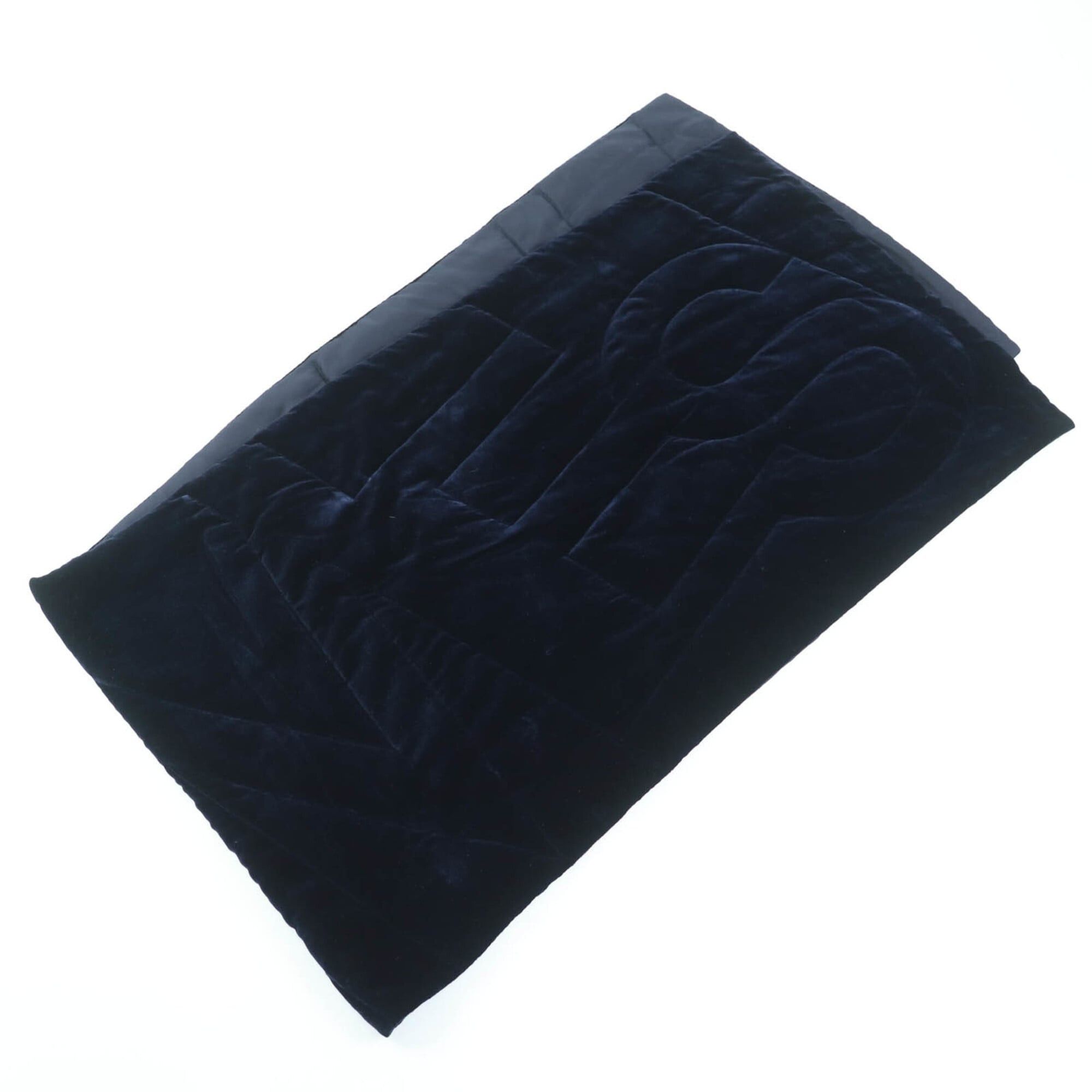 Hermes HERMES 100% Silk Logo Quilted Padded Large Shawl Scarf, Navy, Made in France, Women's Size ONE SIZE - 3 Thumbnail