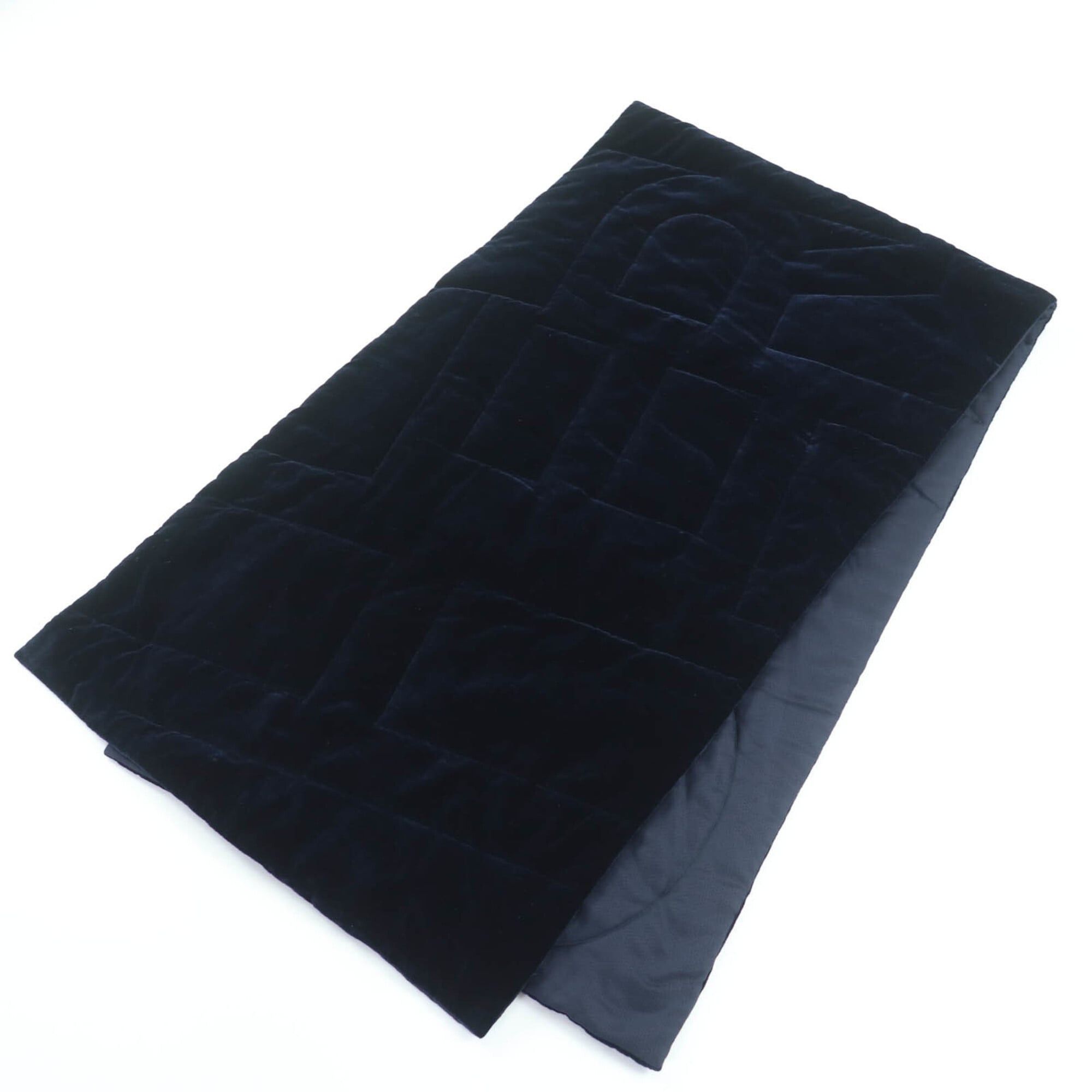 Hermes HERMES 100% Silk Logo Quilted Padded Large Shawl Scarf, Navy, Made in France, Women's Size ONE SIZE - 2 Thumbnail