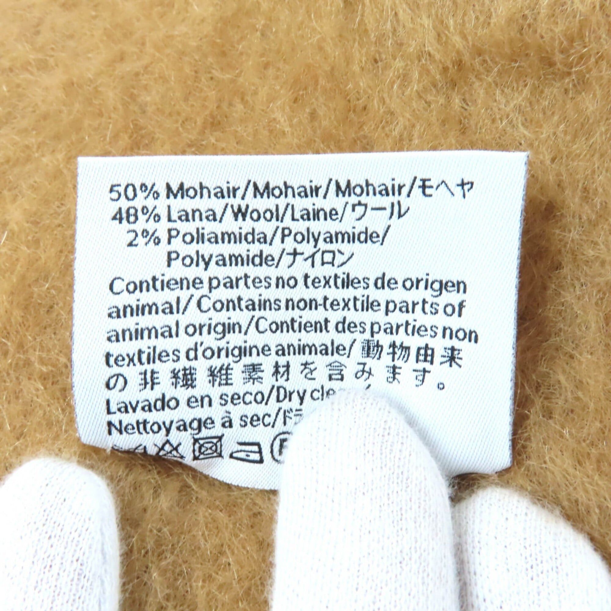 Loewe LOEWE 28003861 Mohair and Wool Blend Scarf with Anagram Leather Patch, Fringe, Brown, Made in Spain, Authentic, Women's Size ONE SIZE - 7 Thumbnail
