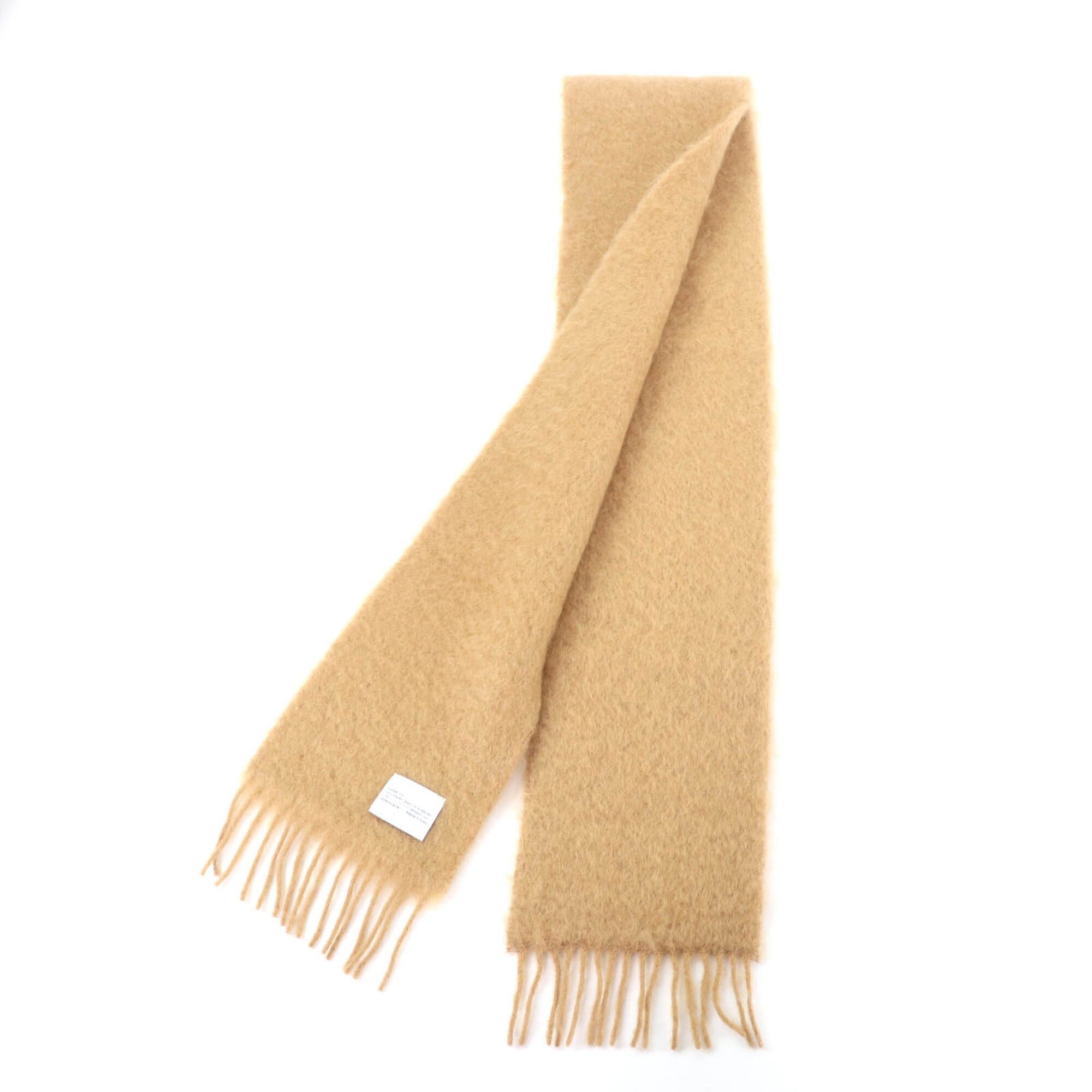 Loewe LOEWE 28003861 Mohair and Wool Blend Scarf with Anagram Leather Patch, Fringe, Brown, Made in Spain, Authentic, Women's Size ONE SIZE - 2 Thumbnail