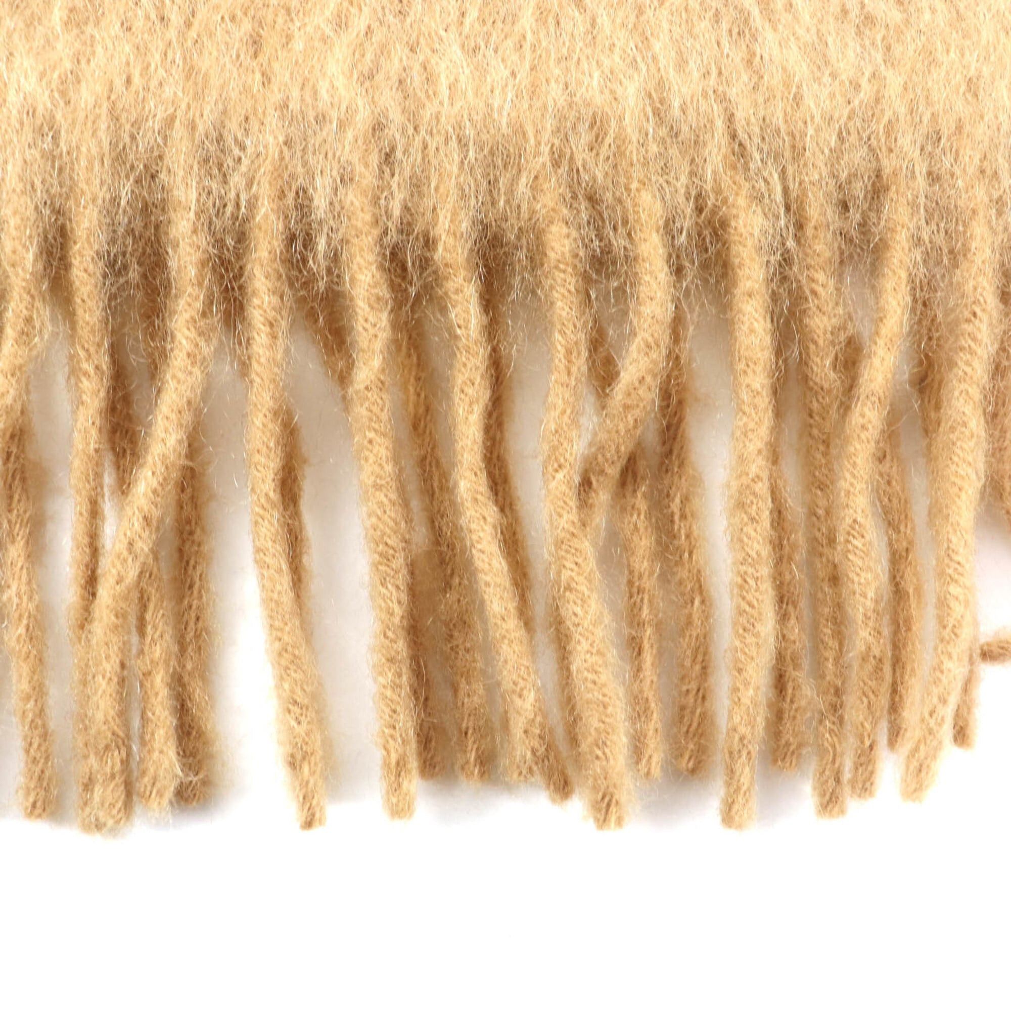 Loewe LOEWE 28003861 Mohair and Wool Blend Scarf with Anagram Leather Patch, Fringe, Brown, Made in Spain, Authentic, Women's Size ONE SIZE - 4 Thumbnail