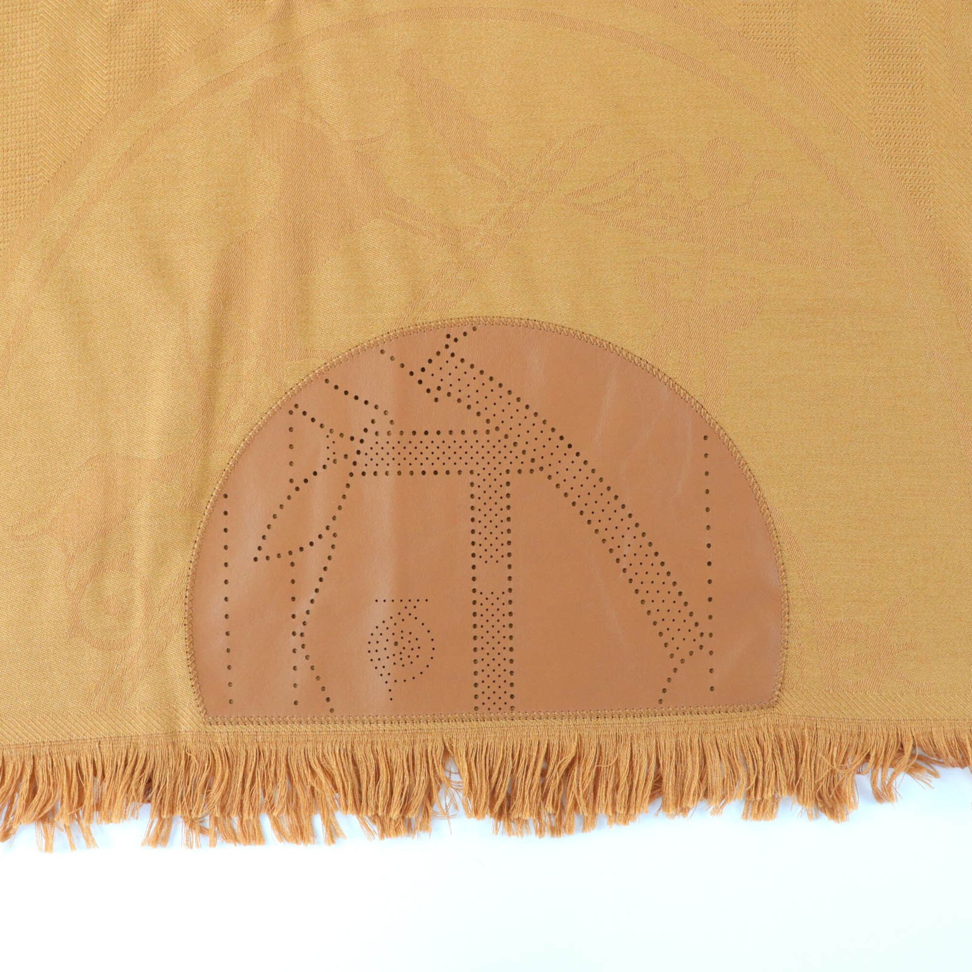 Hermes HERMES New Libris Cashmere Silk Blend Lambskin Fringe Large Stole/Scarf Brown Made in Germany Authentic Women's Size ONE SIZE - 8 Thumbnail