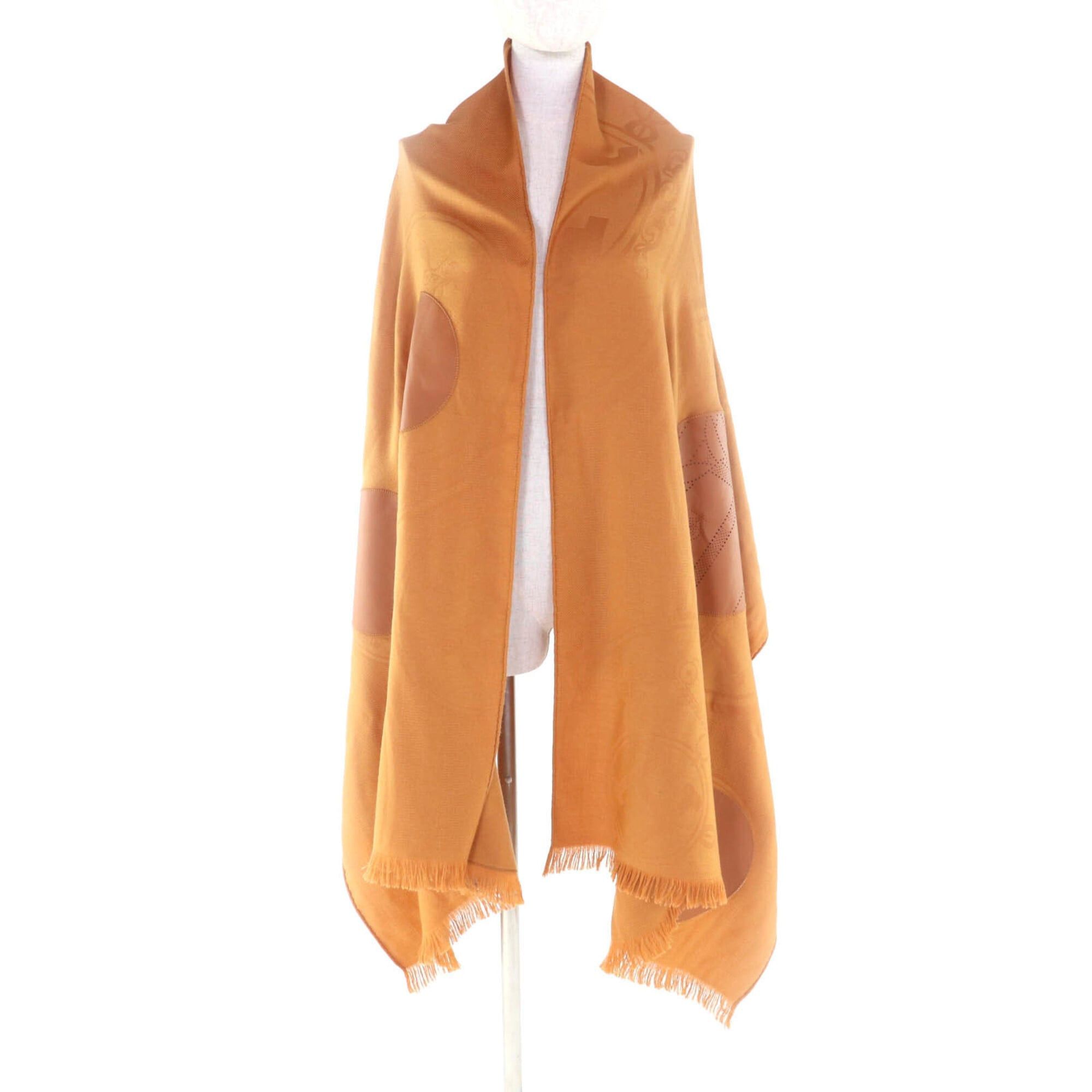 Hermes HERMES New Libris Cashmere Silk Blend Lambskin Fringe Large Stole/Scarf Brown Made in Germany Authentic Women's Size ONE SIZE - 3 Thumbnail