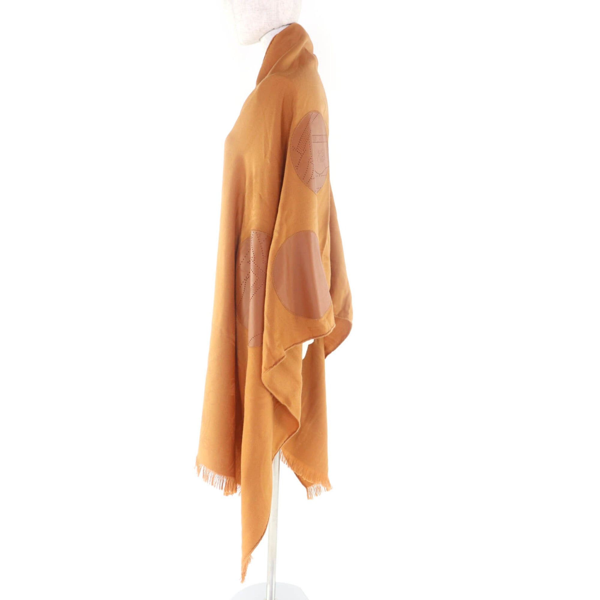 Hermes HERMES New Libris Cashmere Silk Blend Lambskin Fringe Large Stole/Scarf Brown Made in Germany Authentic Women's Size ONE SIZE - 4 Thumbnail