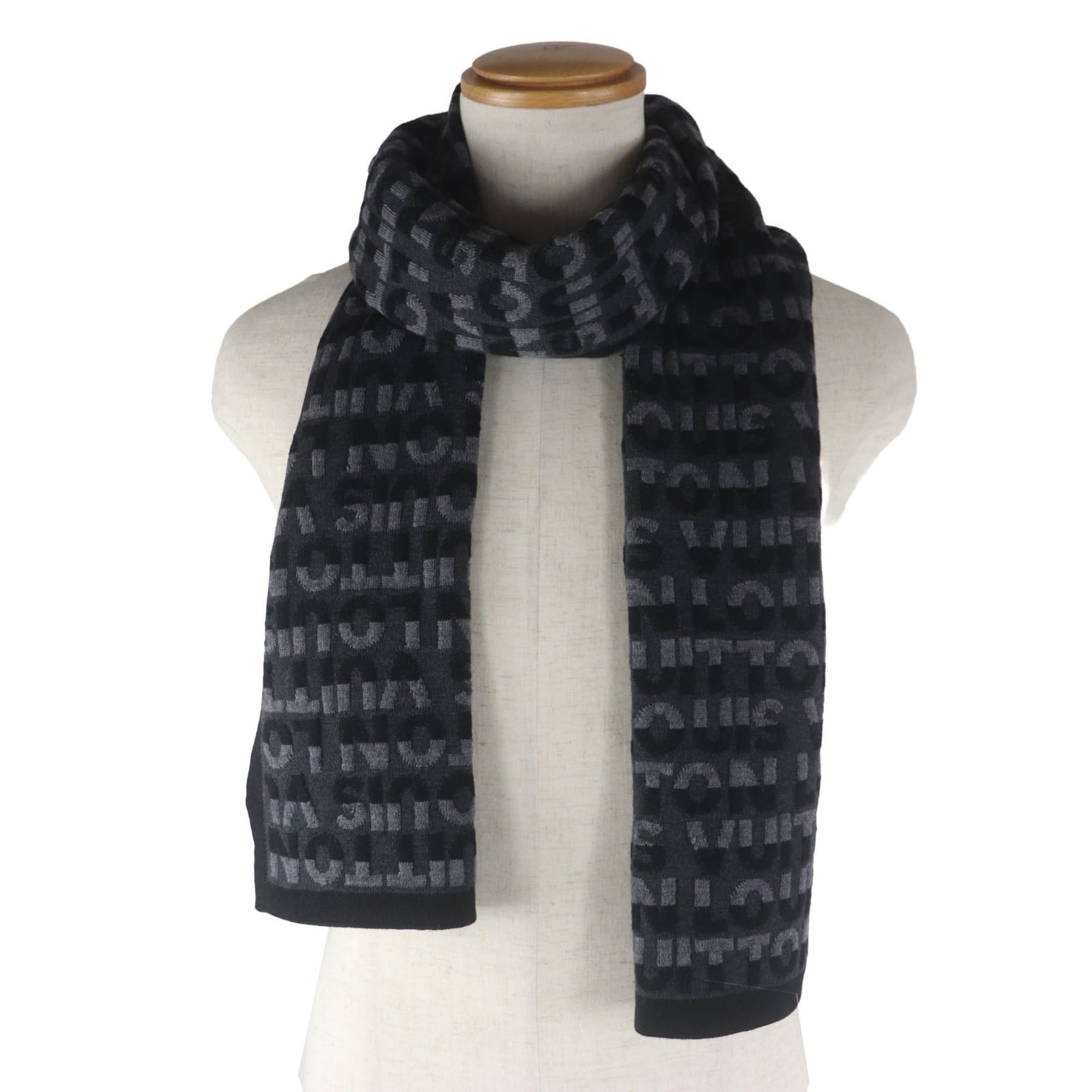 Louis Vuitton LOUIS VUITTON M70911 Echarpe LV Split 100% Wool Noir Gris Anthracite Knit Scarf Made in Italy Authentic Men's Size ONE SIZE - 2 Thumbnail