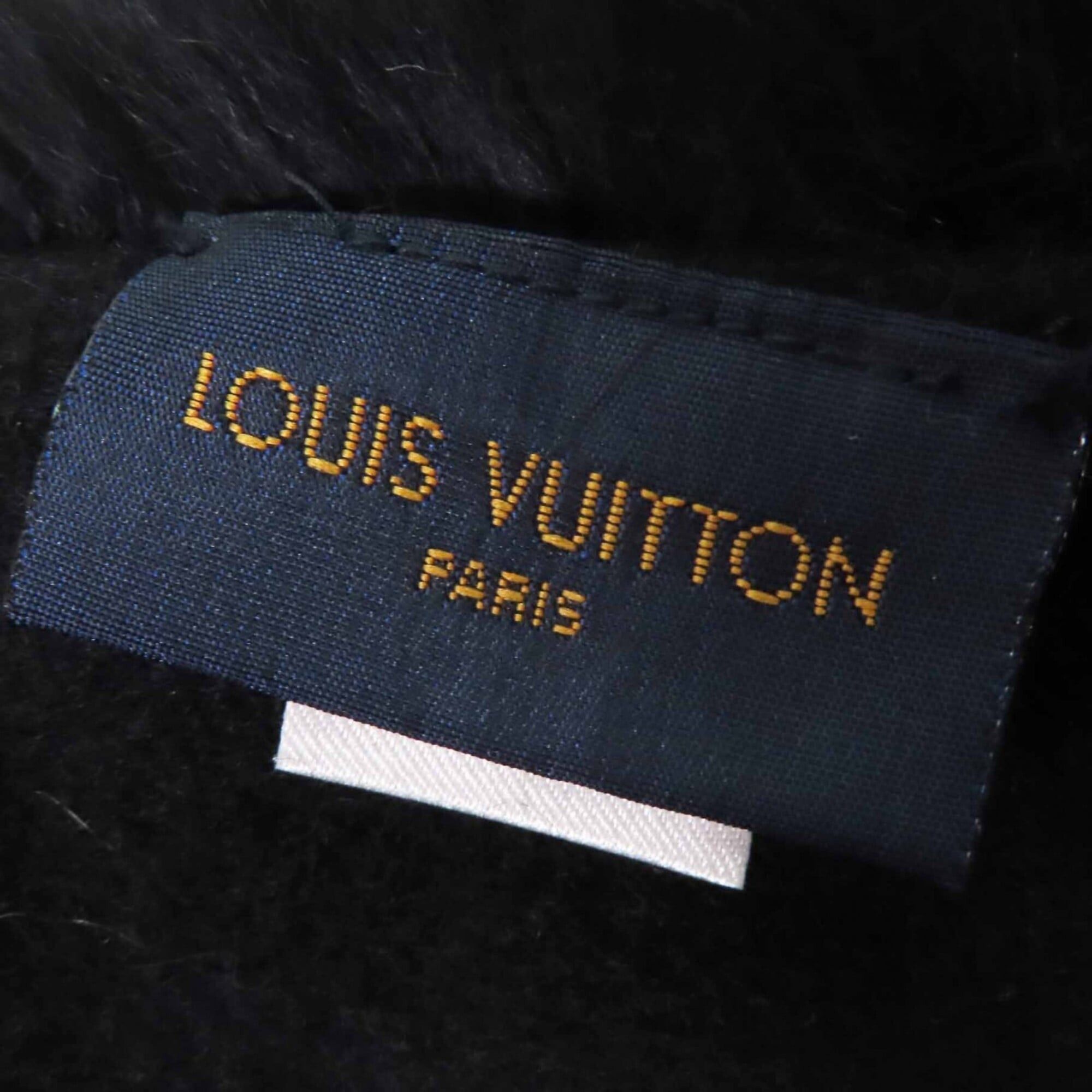 Louis Vuitton LOUIS VUITTON M70928 Echarpe LV Neon Rabbit Fur Scarf, Cashmere Blend Lining, Black/Blue, Made in Italy, Authentic, Women's Size ONE SIZE - 8 Thumbnail