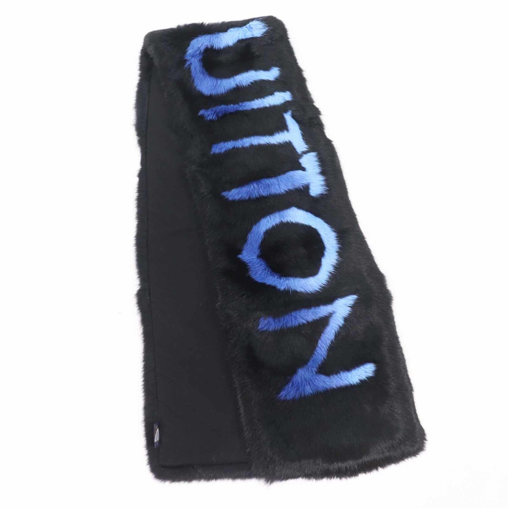 Louis Vuitton LOUIS VUITTON M70928 Echarpe LV Neon Rabbit Fur Scarf, Cashmere Blend Lining, Black/Blue, Made in Italy, Authentic, Women's Size ONE SIZE - 4 Thumbnail
