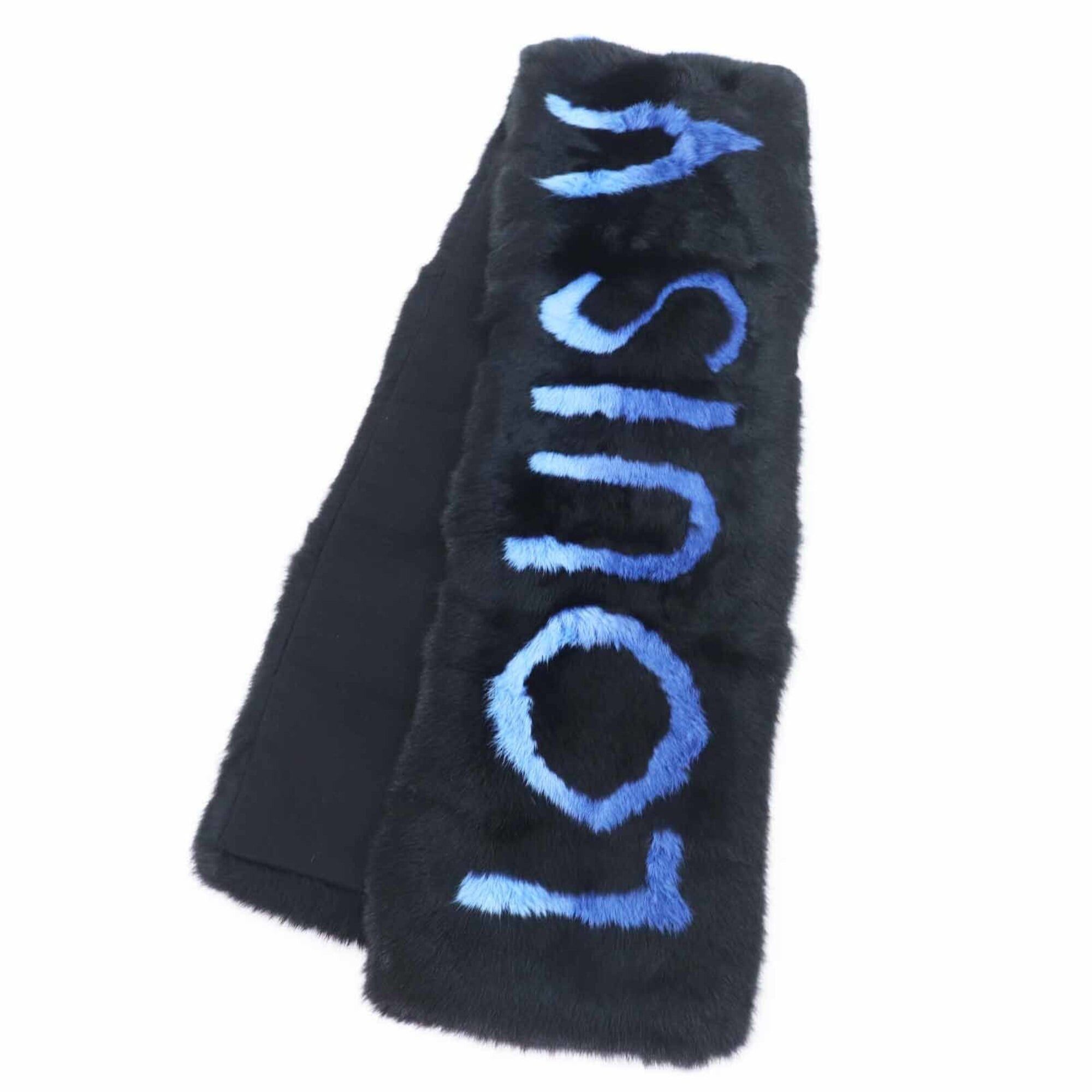 Louis Vuitton LOUIS VUITTON M70928 Echarpe LV Neon Rabbit Fur Scarf, Cashmere Blend Lining, Black/Blue, Made in Italy, Authentic, Women's Size ONE SIZE - 3 Thumbnail