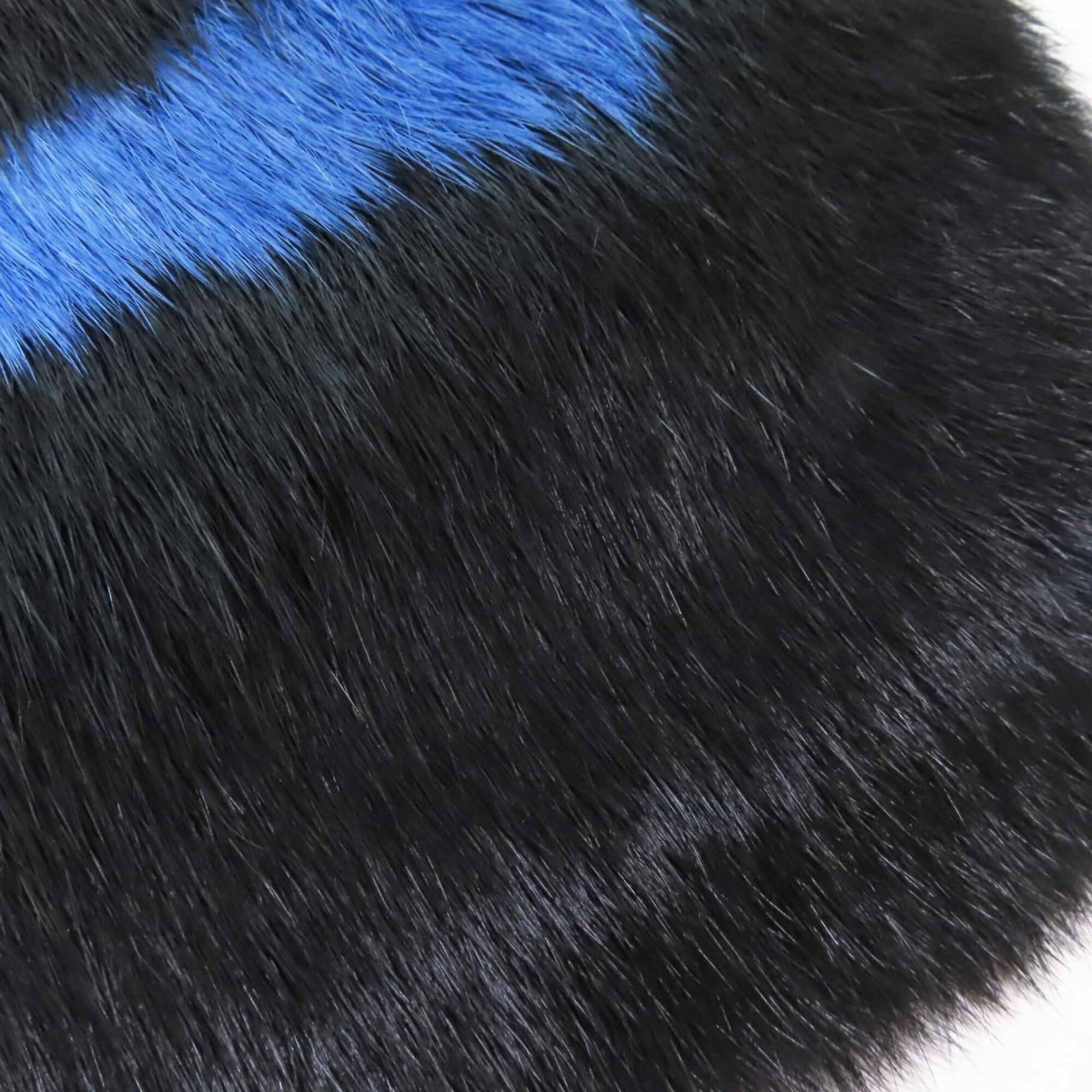 Louis Vuitton LOUIS VUITTON M70928 Echarpe LV Neon Rabbit Fur Scarf, Cashmere Blend Lining, Black/Blue, Made in Italy, Authentic, Women's Size ONE SIZE - 7 Thumbnail