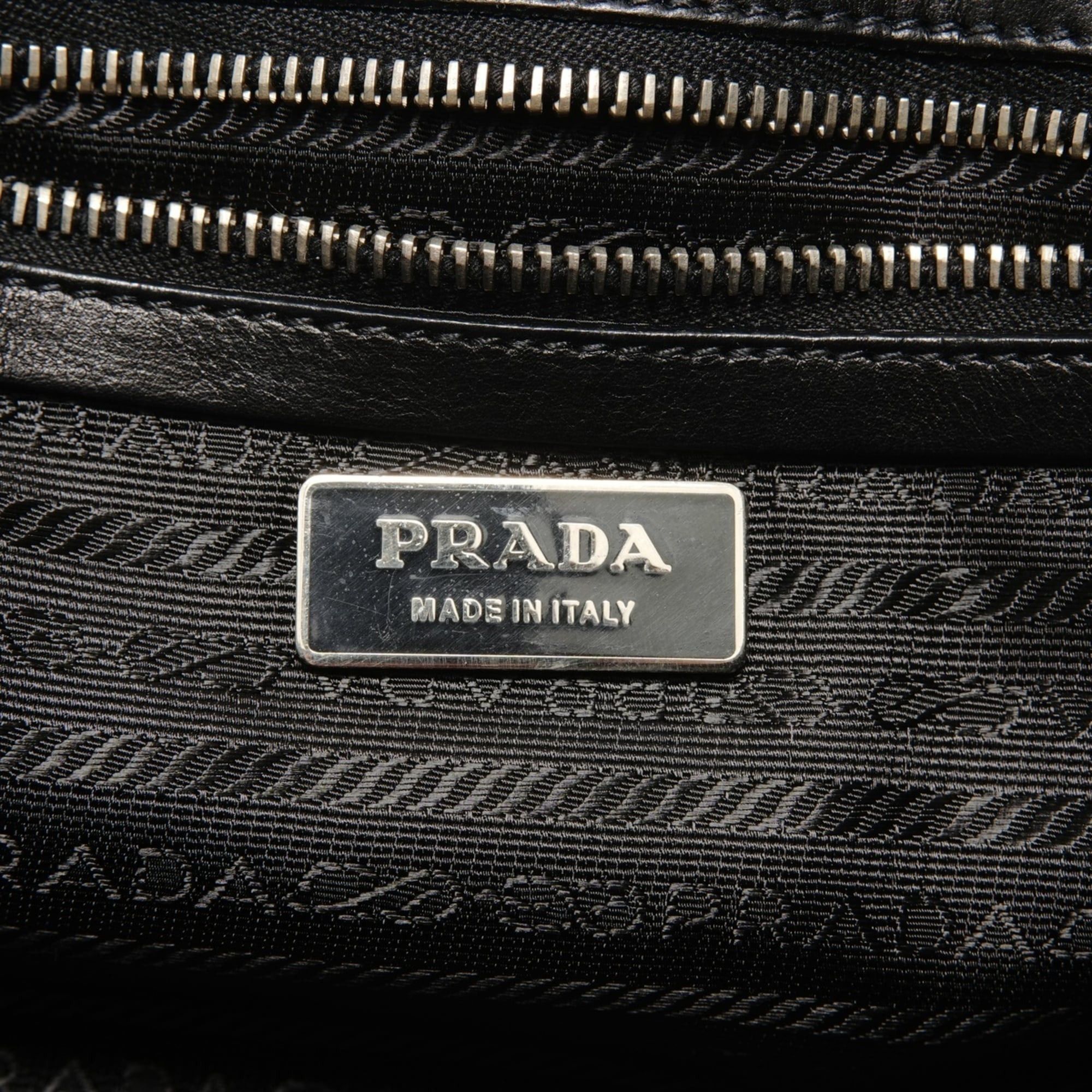 Prada Prada Nylon Leather Triangle Logo Buckle Shoulder Bag, Black Size ONE SIZE - 9 Thumbnail