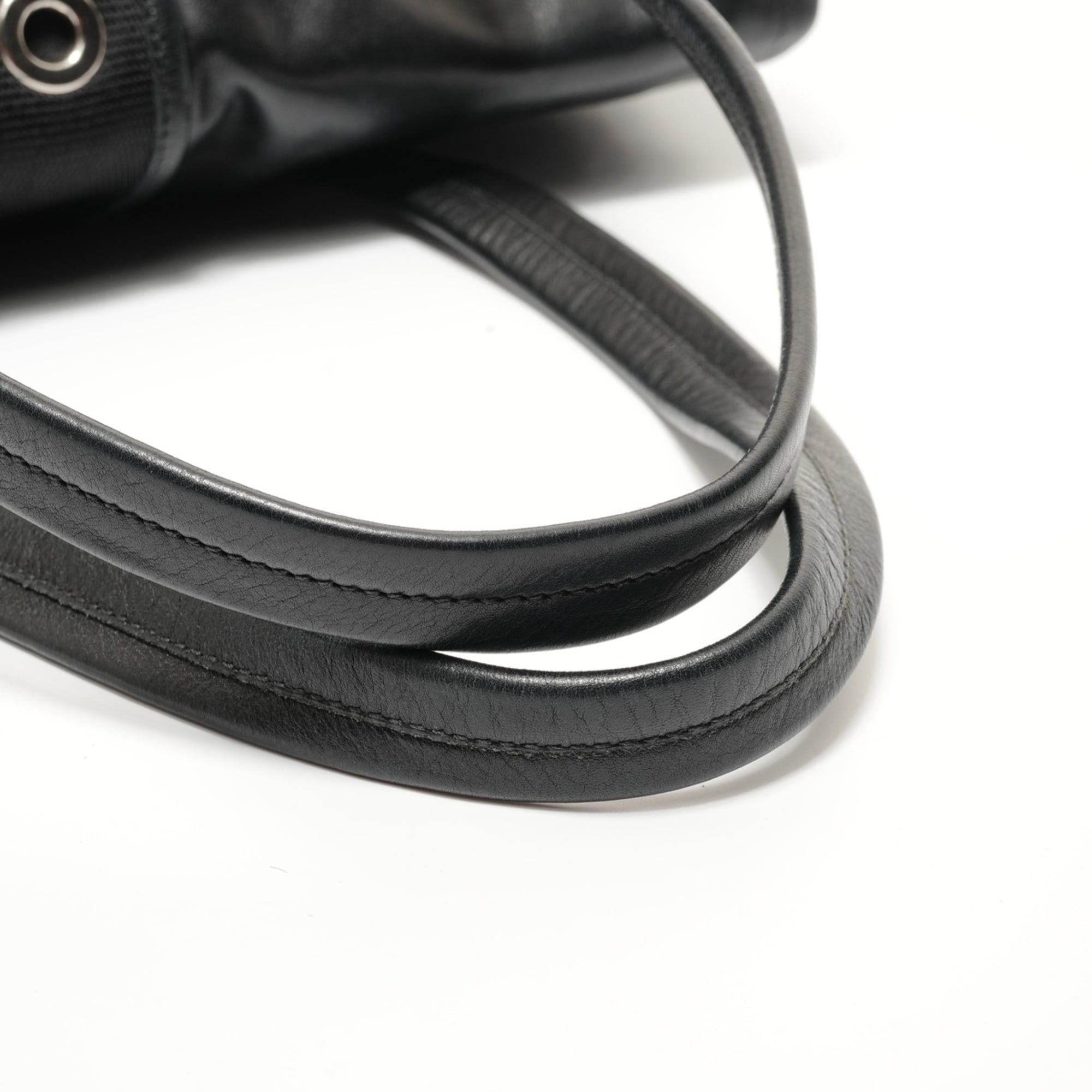 Prada Prada Nylon Leather Triangle Logo Buckle Shoulder Bag, Black Size ONE SIZE - 12 Thumbnail