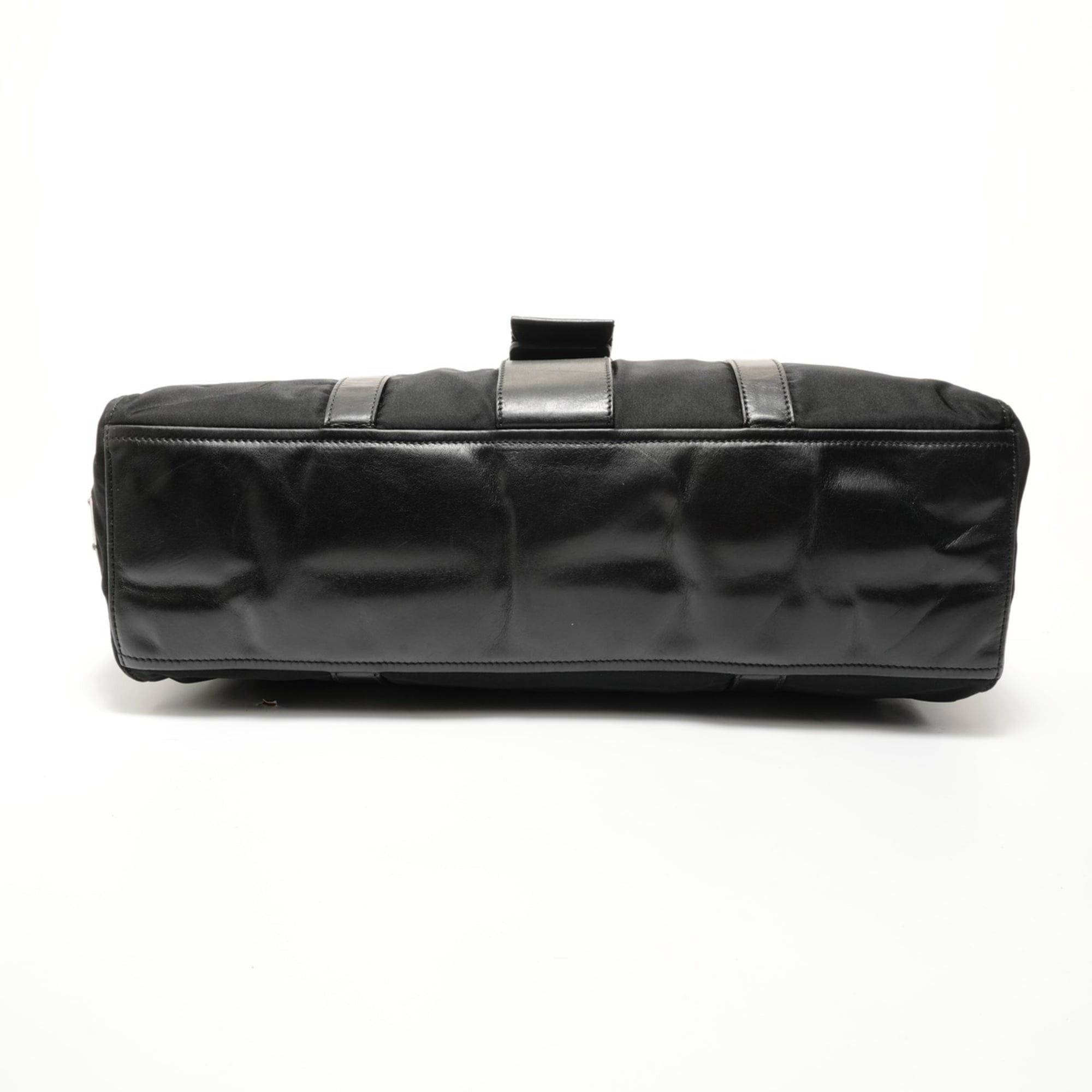 Prada Prada Nylon Leather Triangle Logo Buckle Shoulder Bag, Black Size ONE SIZE - 7 Thumbnail