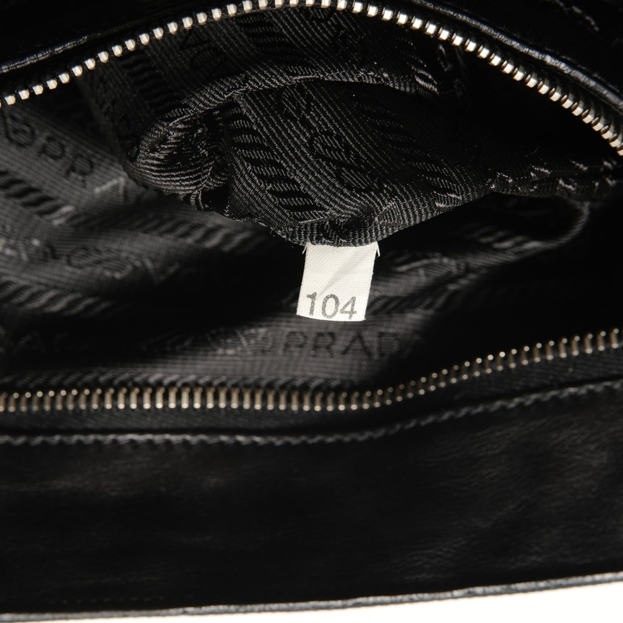Prada Prada Nylon Leather Triangle Logo Buckle Shoulder Bag, Black Size ONE SIZE - 10 Thumbnail