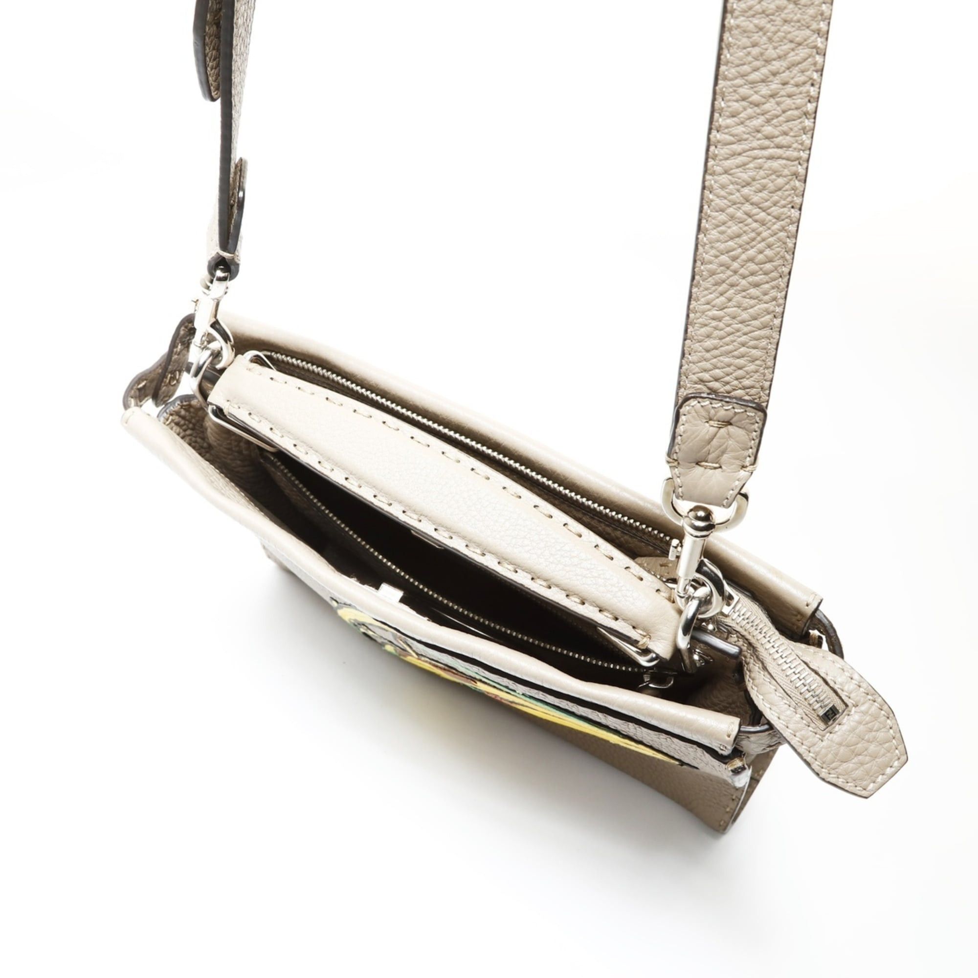Fendi Fendi Peekaboo 2-way Leather Shoulder Bag, Selleria Banana Pattern, Gray Size ONE SIZE - 11 Thumbnail
