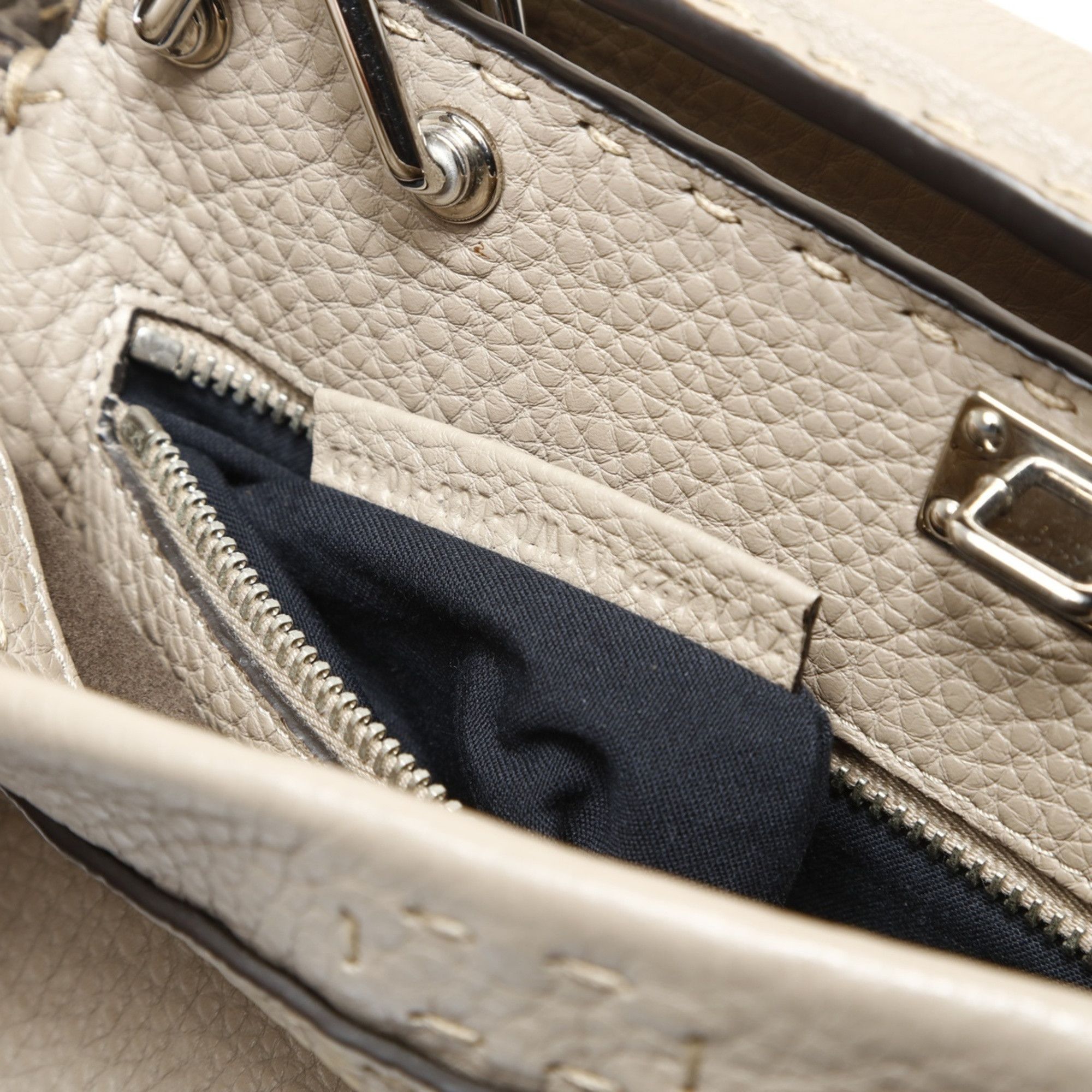 Fendi Fendi Peekaboo 2-way Leather Shoulder Bag, Selleria Banana Pattern, Gray Size ONE SIZE - 10 Thumbnail
