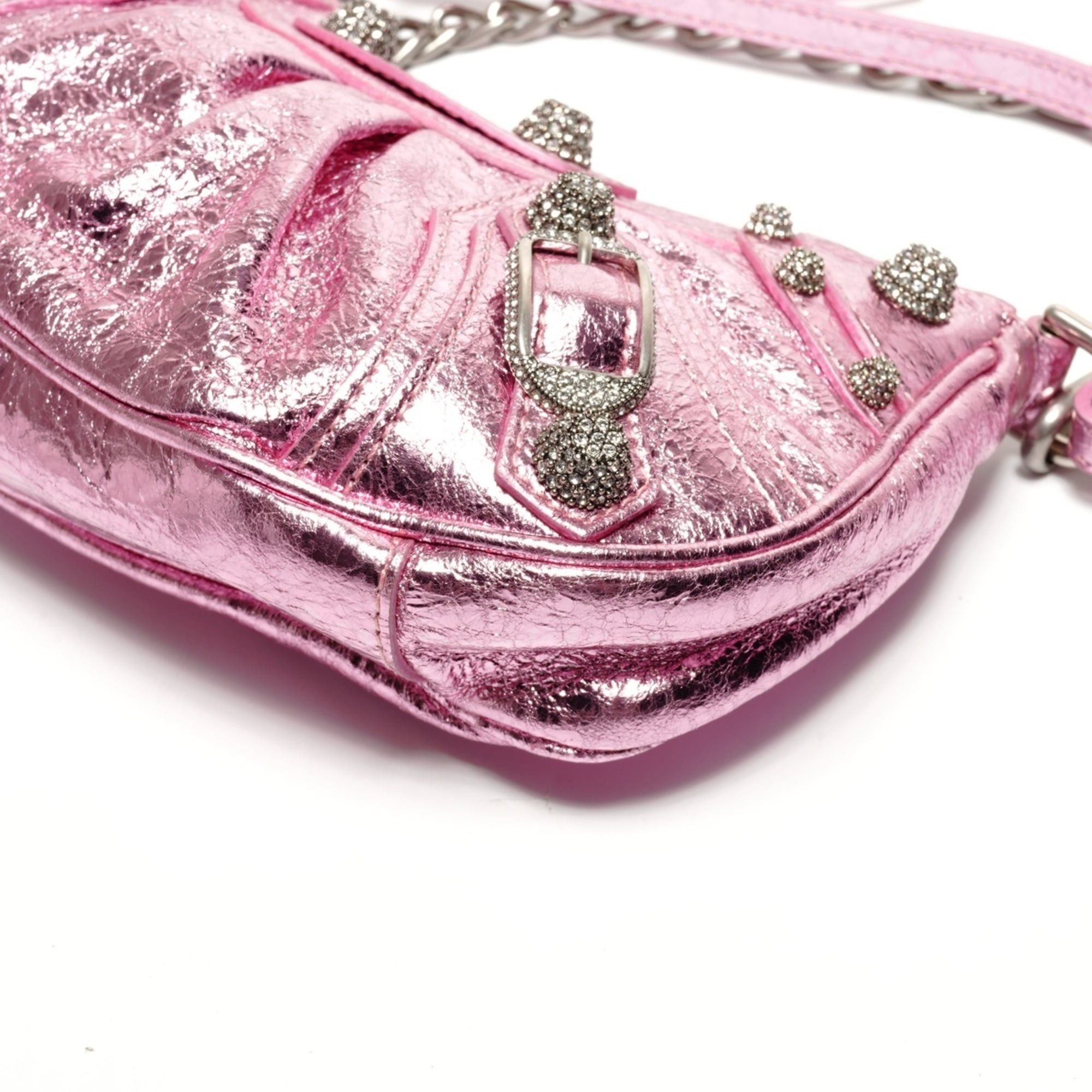 Balenciaga Balenciaga Le Cagole Mini Shoulder Metallic Bag Pink Size ONE SIZE - 6 Thumbnail