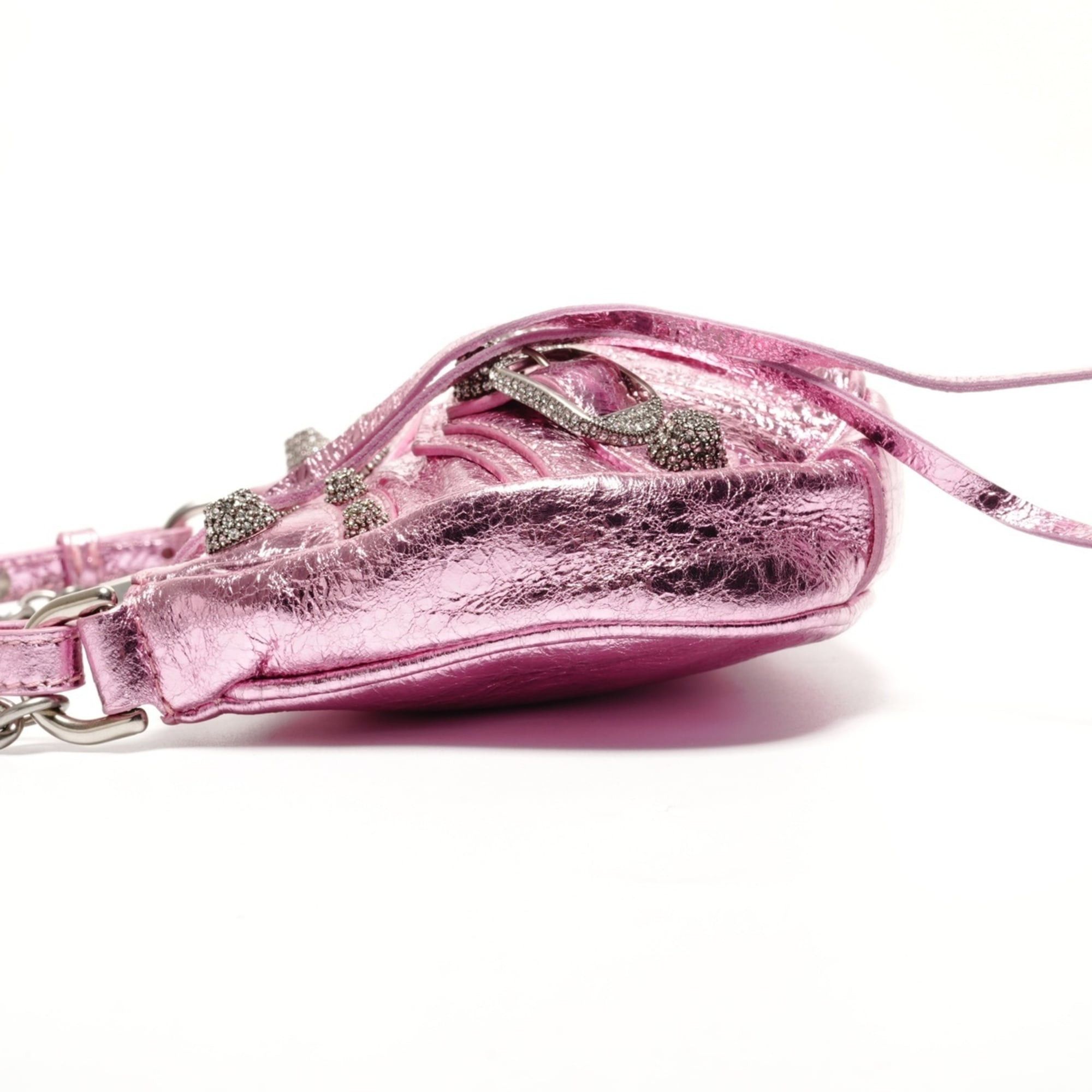 Balenciaga Balenciaga Le Cagole Mini Shoulder Metallic Bag Pink Size ONE SIZE - 3 Thumbnail