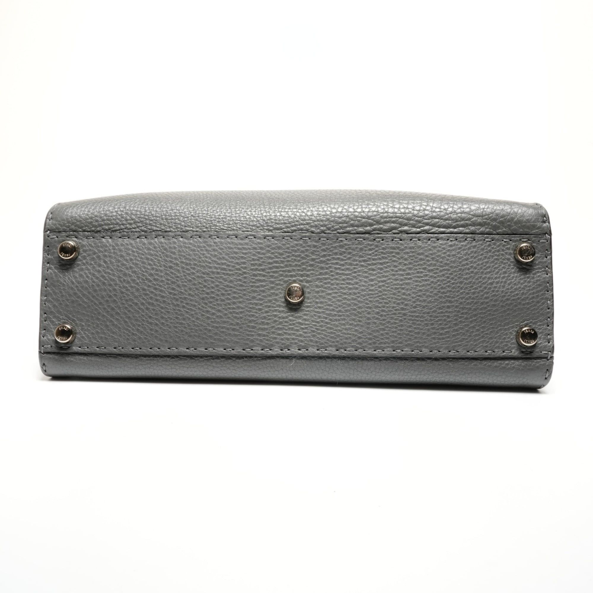 Fendi Fendi Peekaboo 2-way Leather Handbag, Gray Size ONE SIZE - 7 Thumbnail
