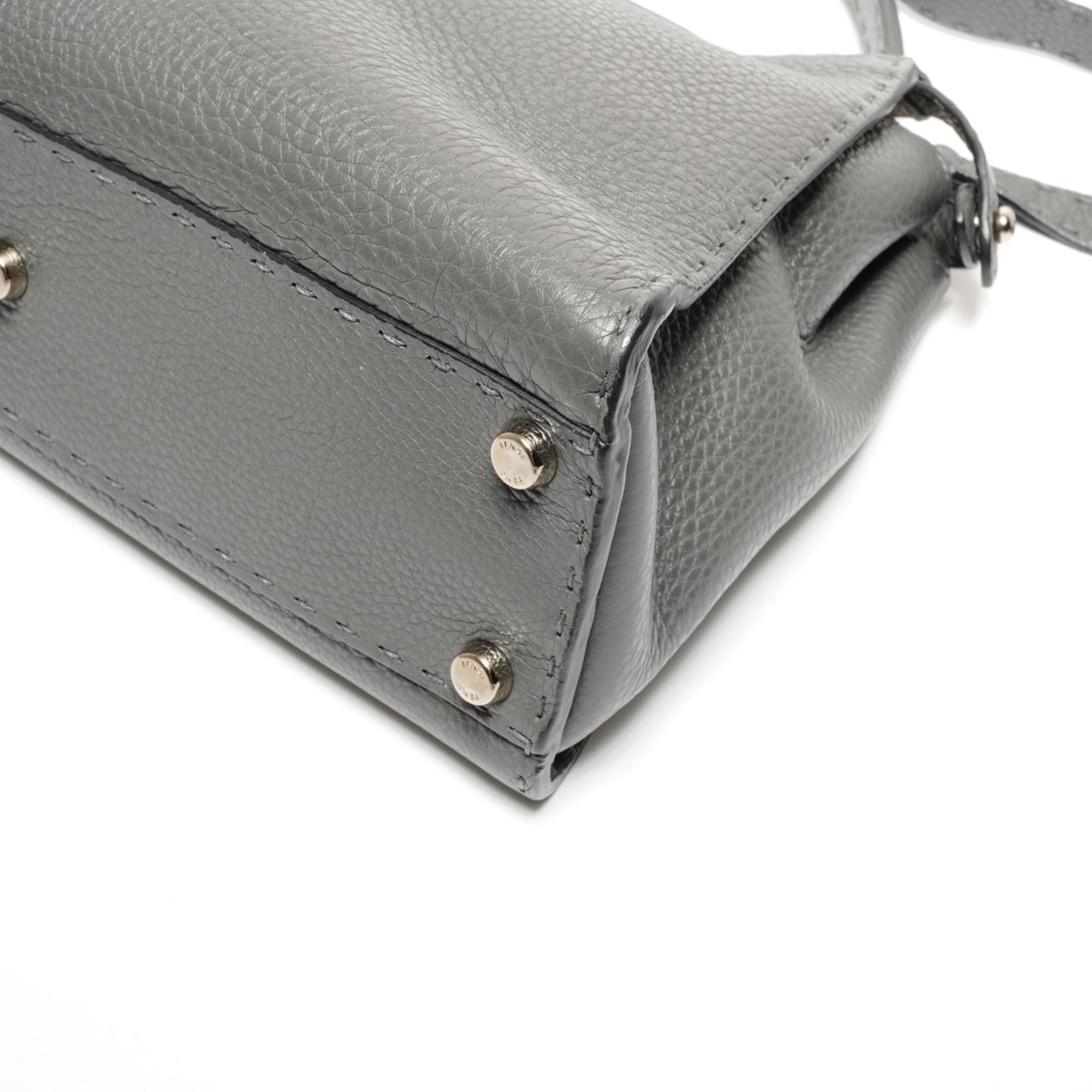 Fendi Fendi Peekaboo 2-way Leather Handbag, Gray Size ONE SIZE - 6 Thumbnail