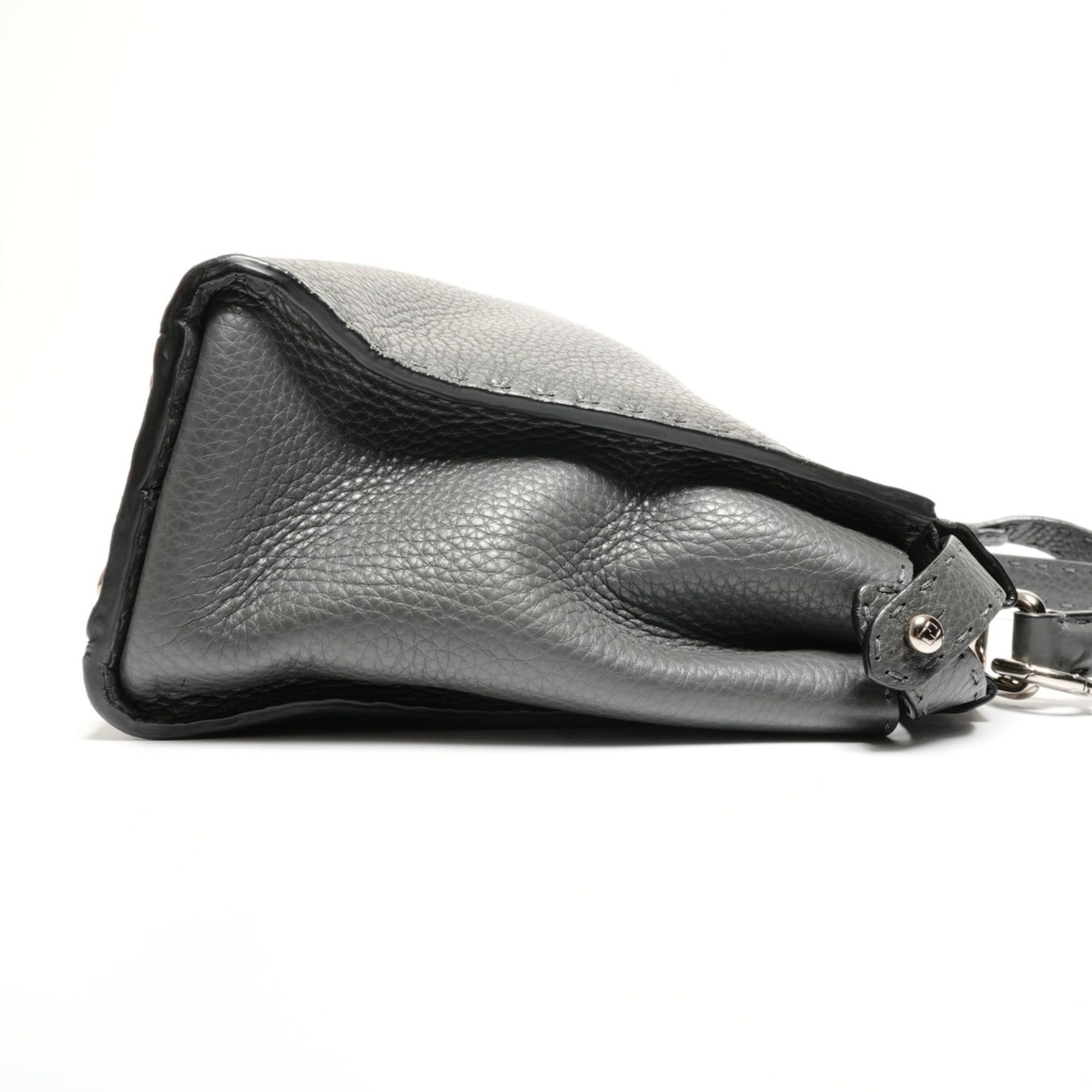 Fendi Fendi Peekaboo 2-way Leather Handbag, Gray Size ONE SIZE - 4 Thumbnail