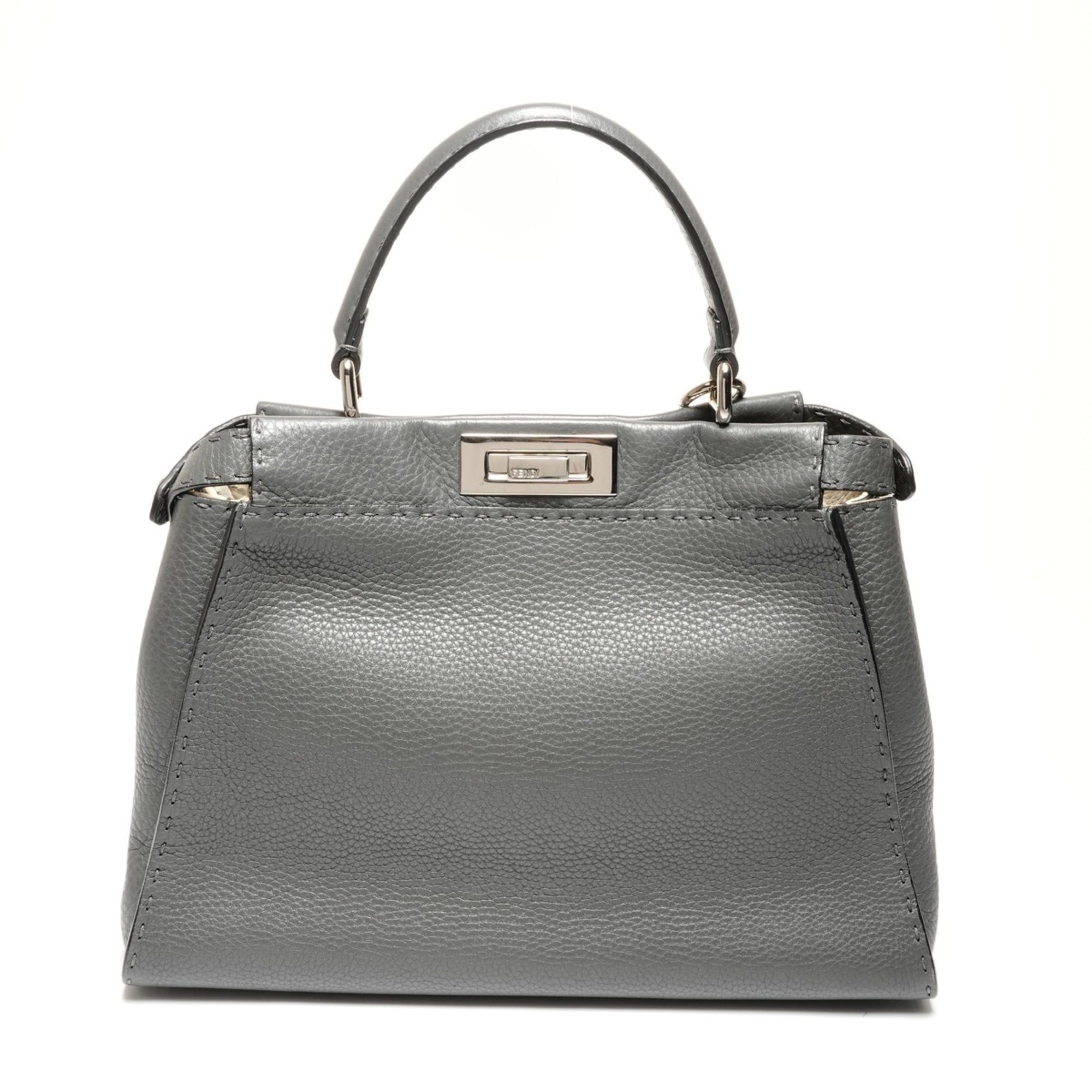 Fendi Fendi Peekaboo 2-way Leather Handbag, Gray Size ONE SIZE - 2 Thumbnail