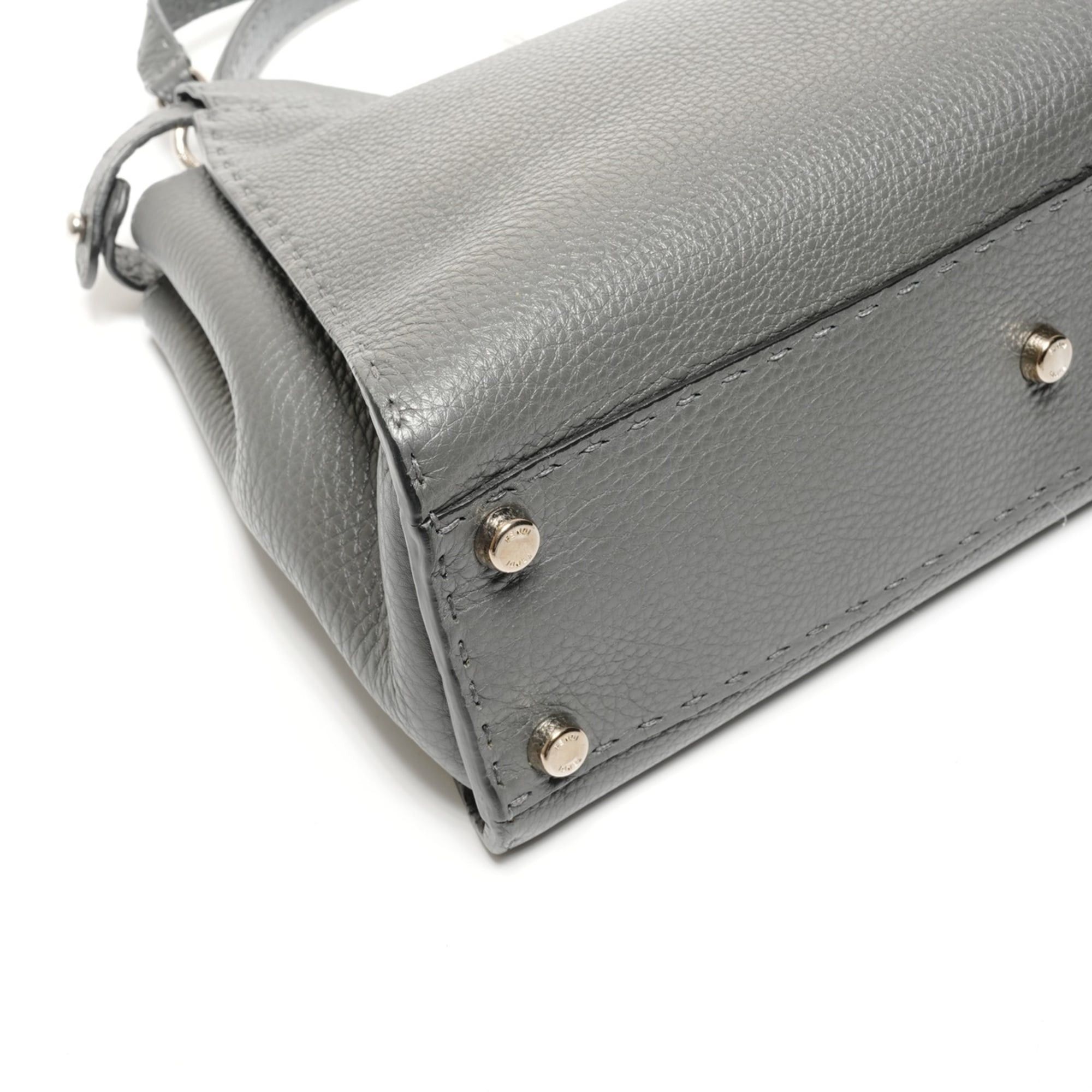 Fendi Fendi Peekaboo 2-way Leather Handbag, Gray Size ONE SIZE - 5 Thumbnail