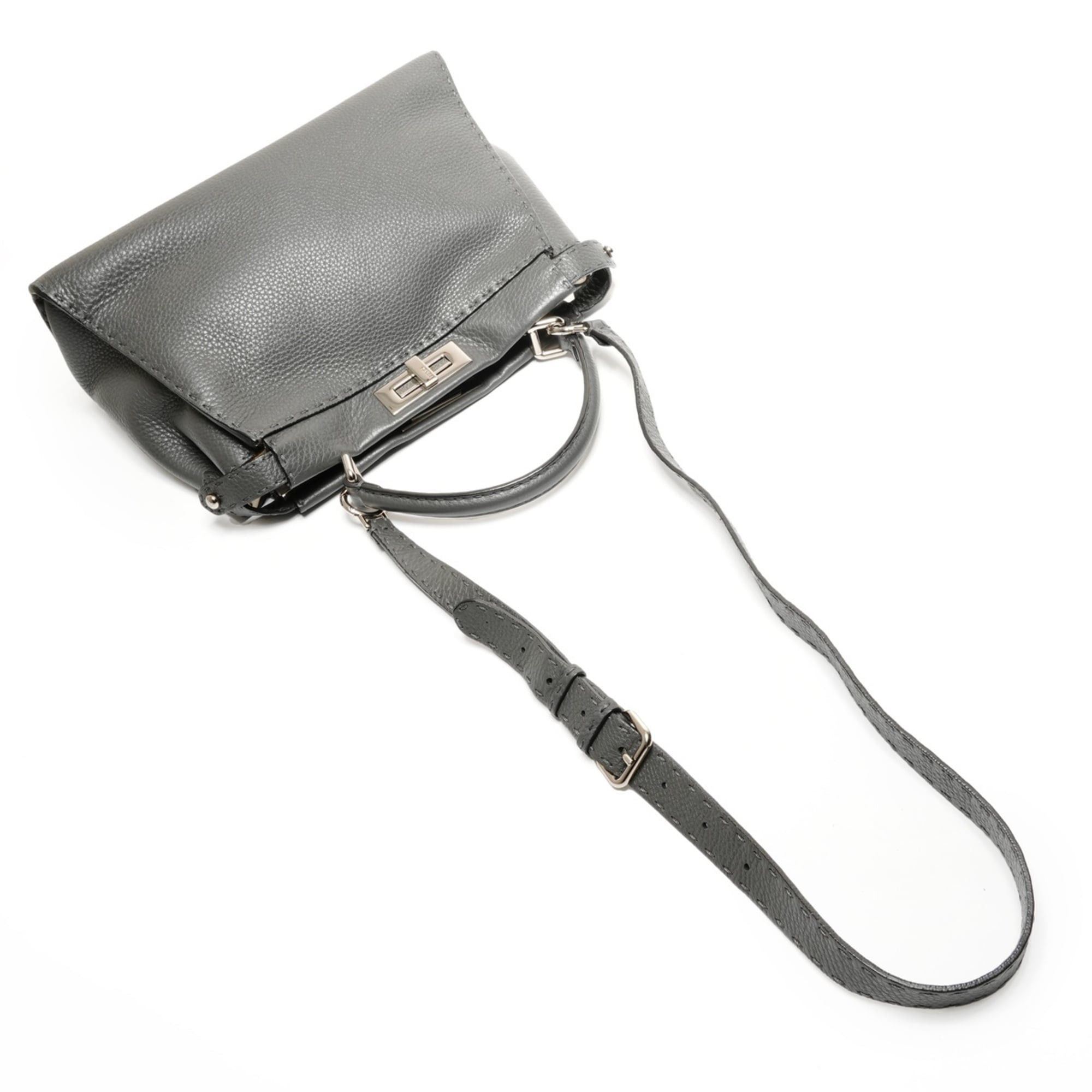 Fendi Fendi Peekaboo 2-way Leather Handbag, Gray Size ONE SIZE - 8 Thumbnail
