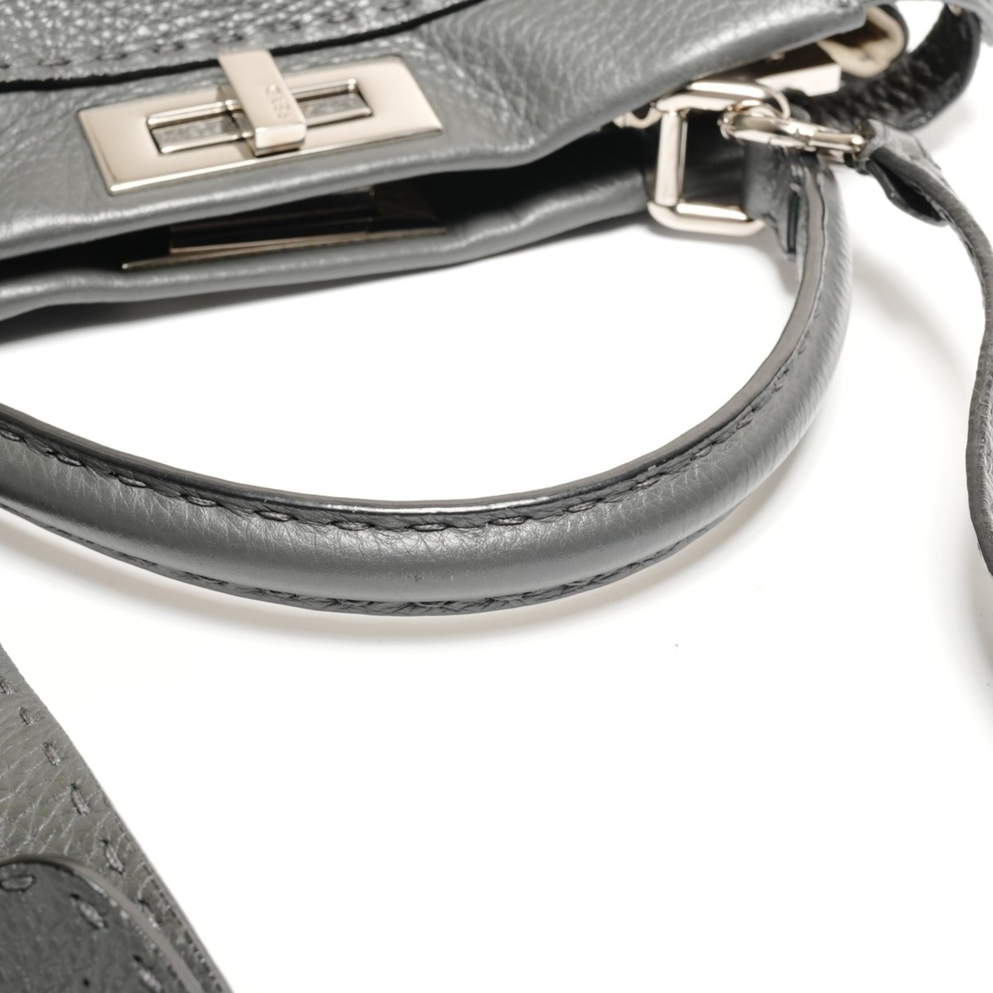 Fendi Fendi Peekaboo 2-way Leather Handbag, Gray Size ONE SIZE - 12 Thumbnail
