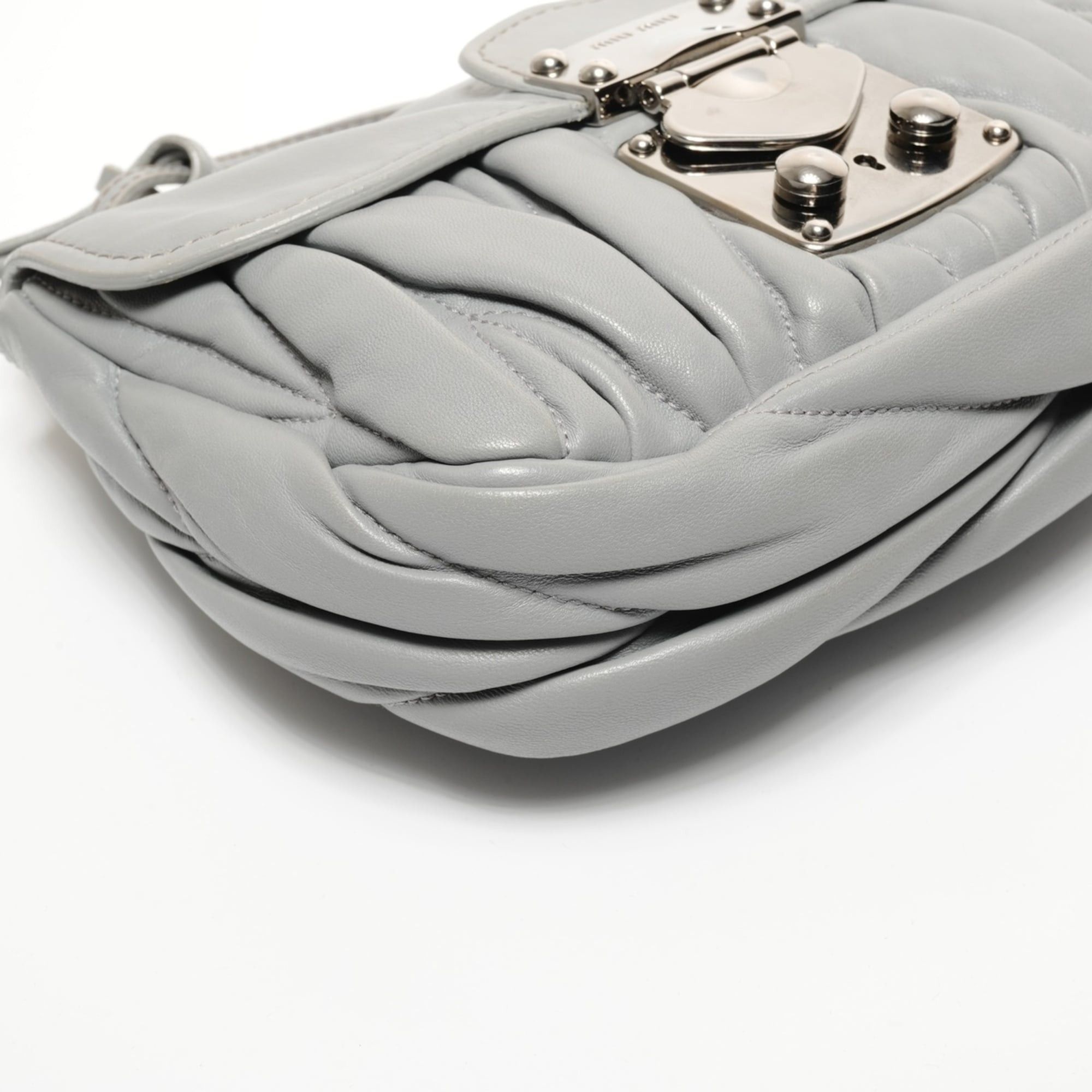 Miu Miu Miu Miu Miu Matelassé Shoulder Bag, Gray Size ONE SIZE - 5 Thumbnail