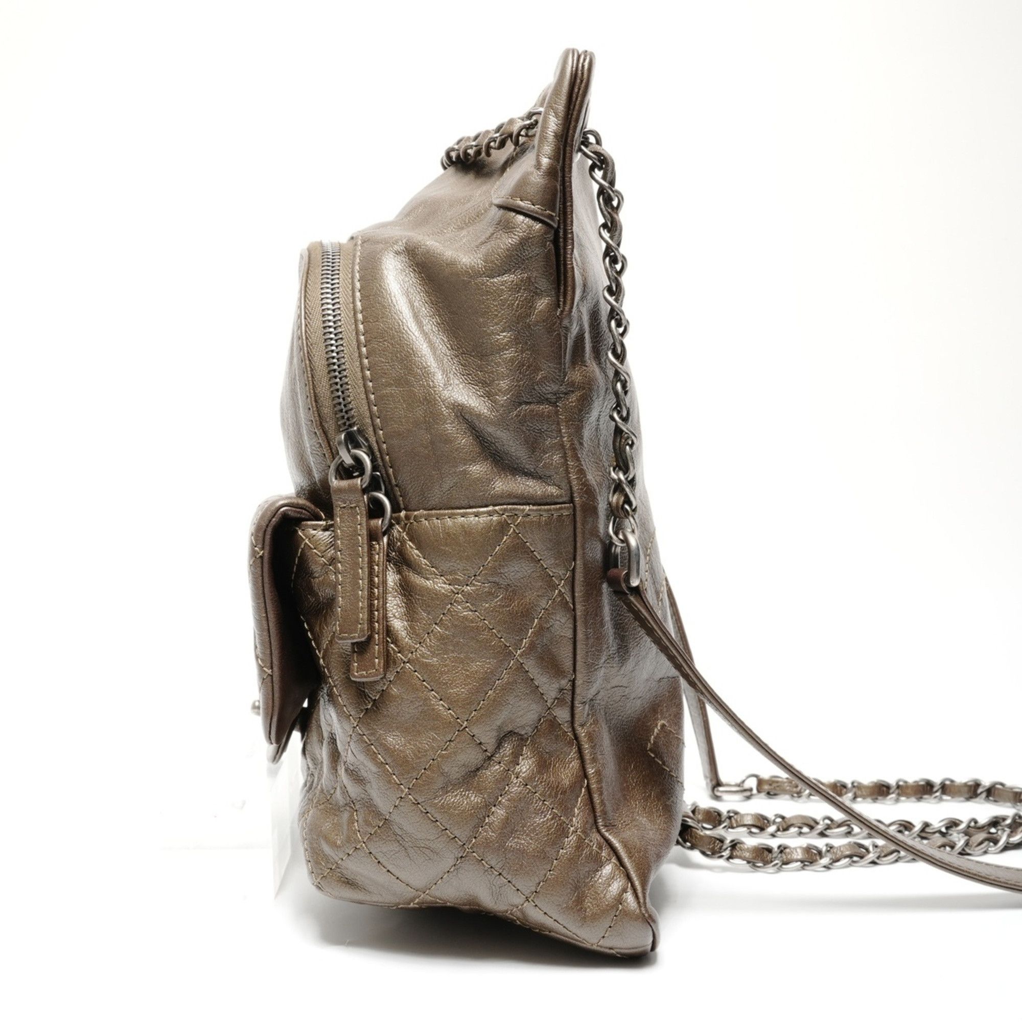 Chanel Chanel Lambskin Matelassé Backpack (Khaki) Size ONE SIZE - 4 Thumbnail