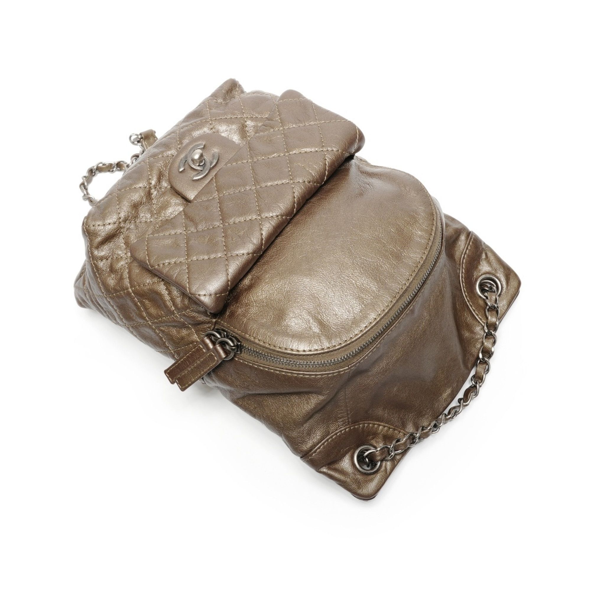 Chanel Chanel Lambskin Matelassé Backpack (Khaki) Size ONE SIZE - 8 Thumbnail