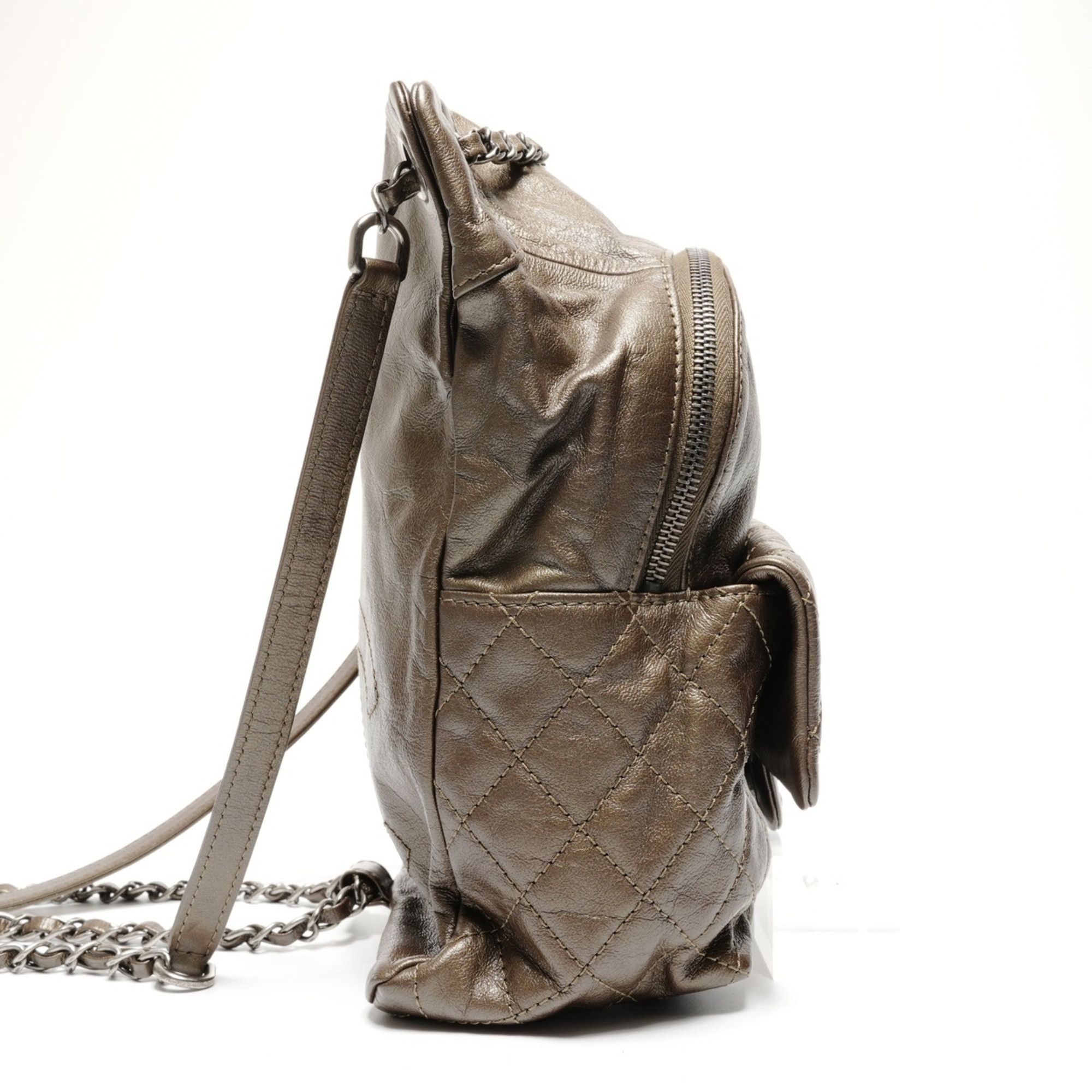 Chanel Chanel Lambskin Matelassé Backpack (Khaki) Size ONE SIZE - 3 Thumbnail