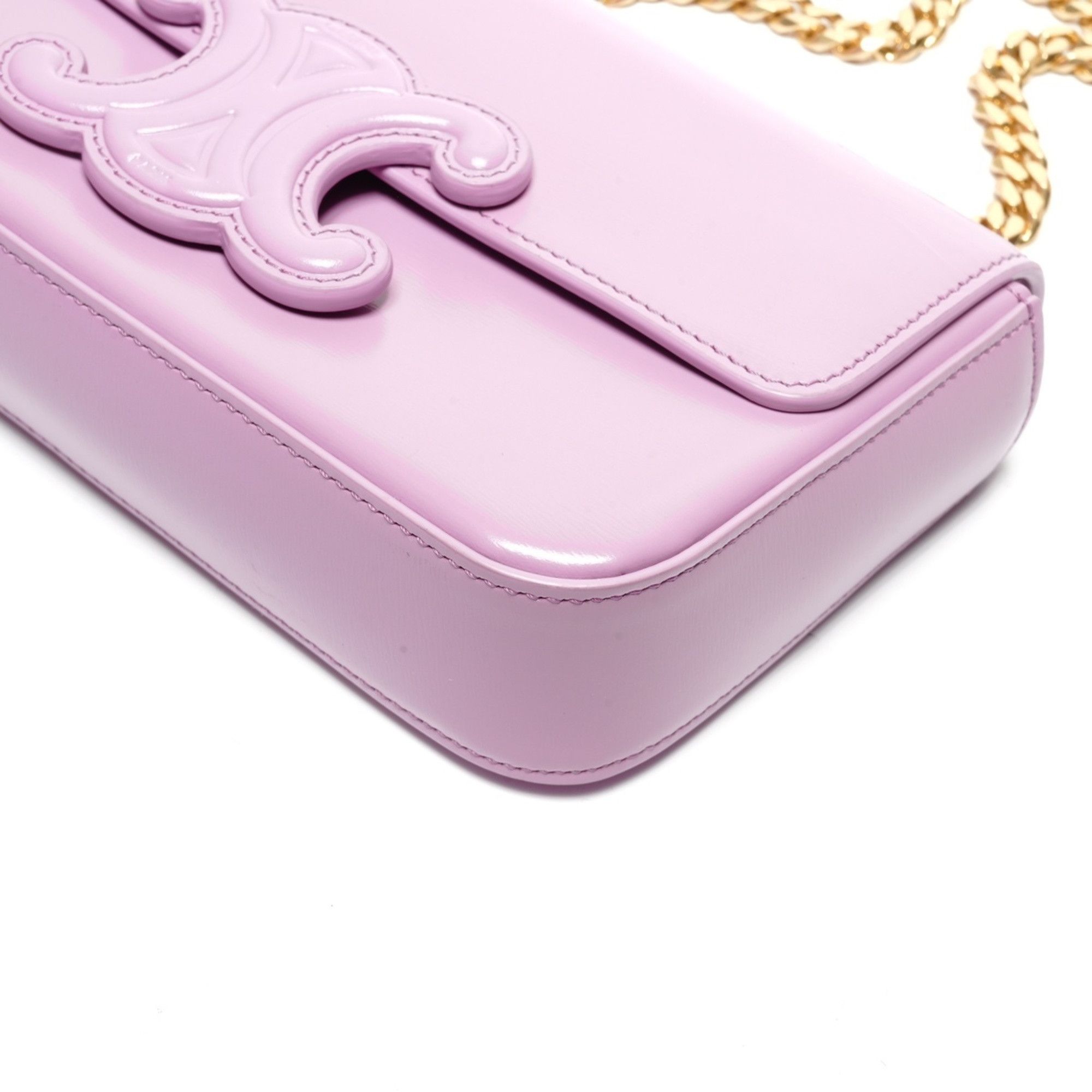 Celine Celine Triomphe Chain Shoulder Bag, Shiny Calfskin, Pink Size ONE SIZE - 6 Thumbnail