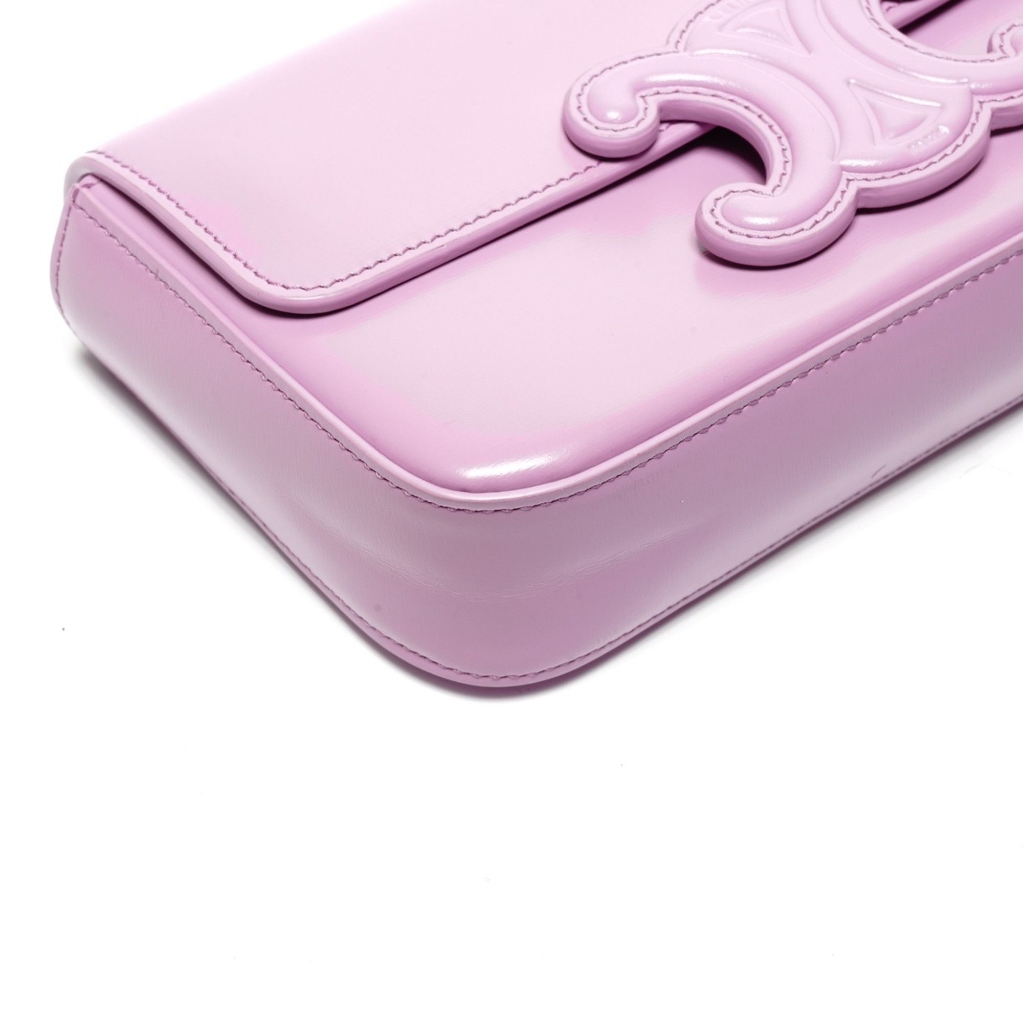 Celine Celine Triomphe Chain Shoulder Bag, Shiny Calfskin, Pink Size ONE SIZE - 5 Thumbnail