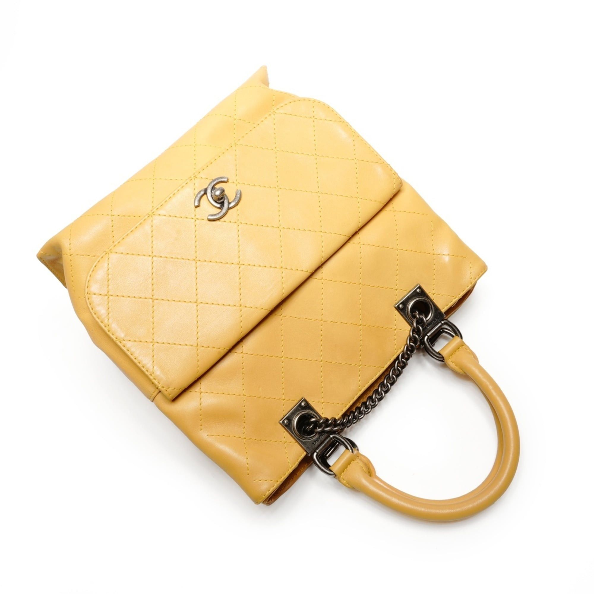 Chanel Chanel Gunmetal 2-Way Handbag Yellow Size ONE SIZE - 8 Thumbnail