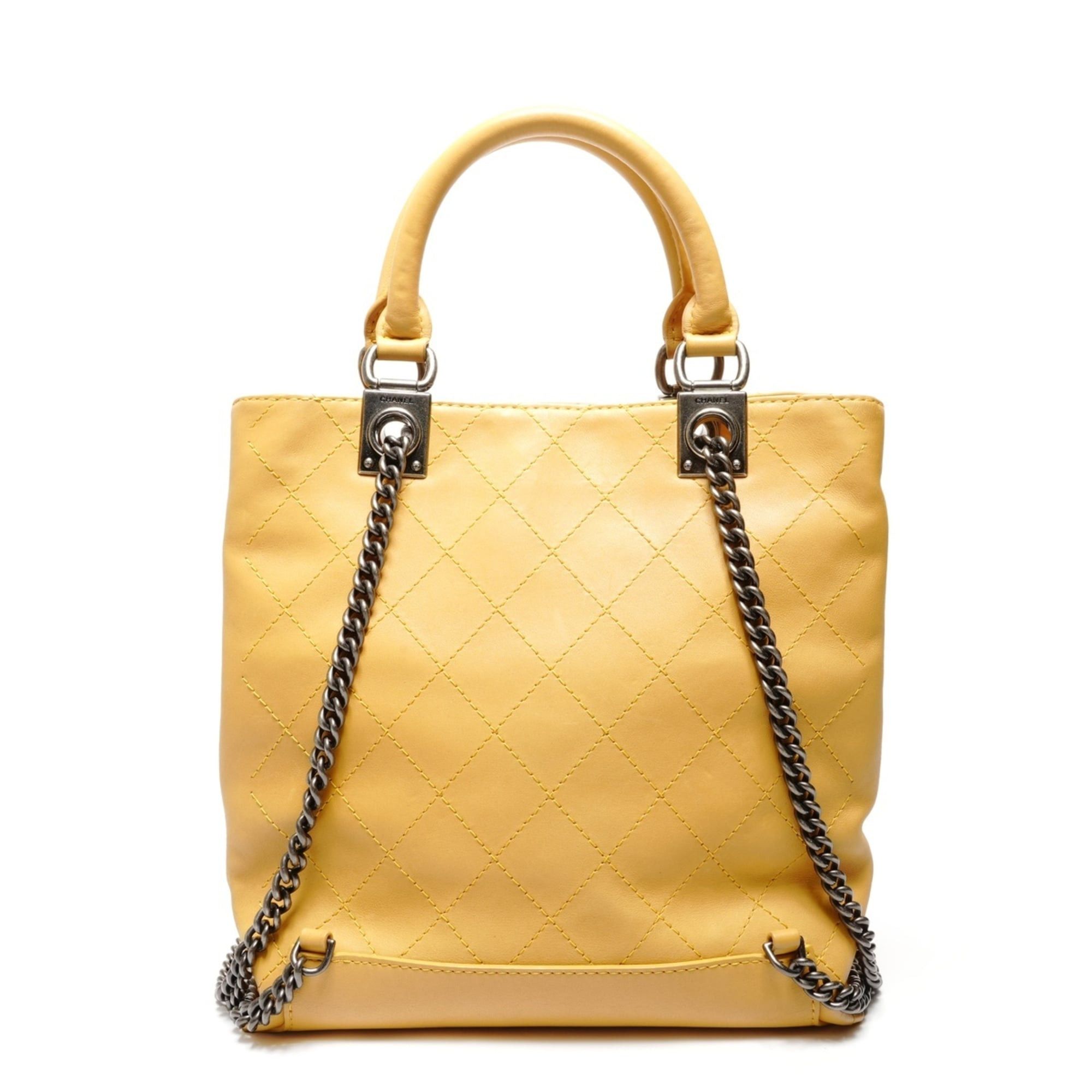 Chanel Chanel Gunmetal 2-Way Handbag Yellow Size ONE SIZE - 2 Thumbnail