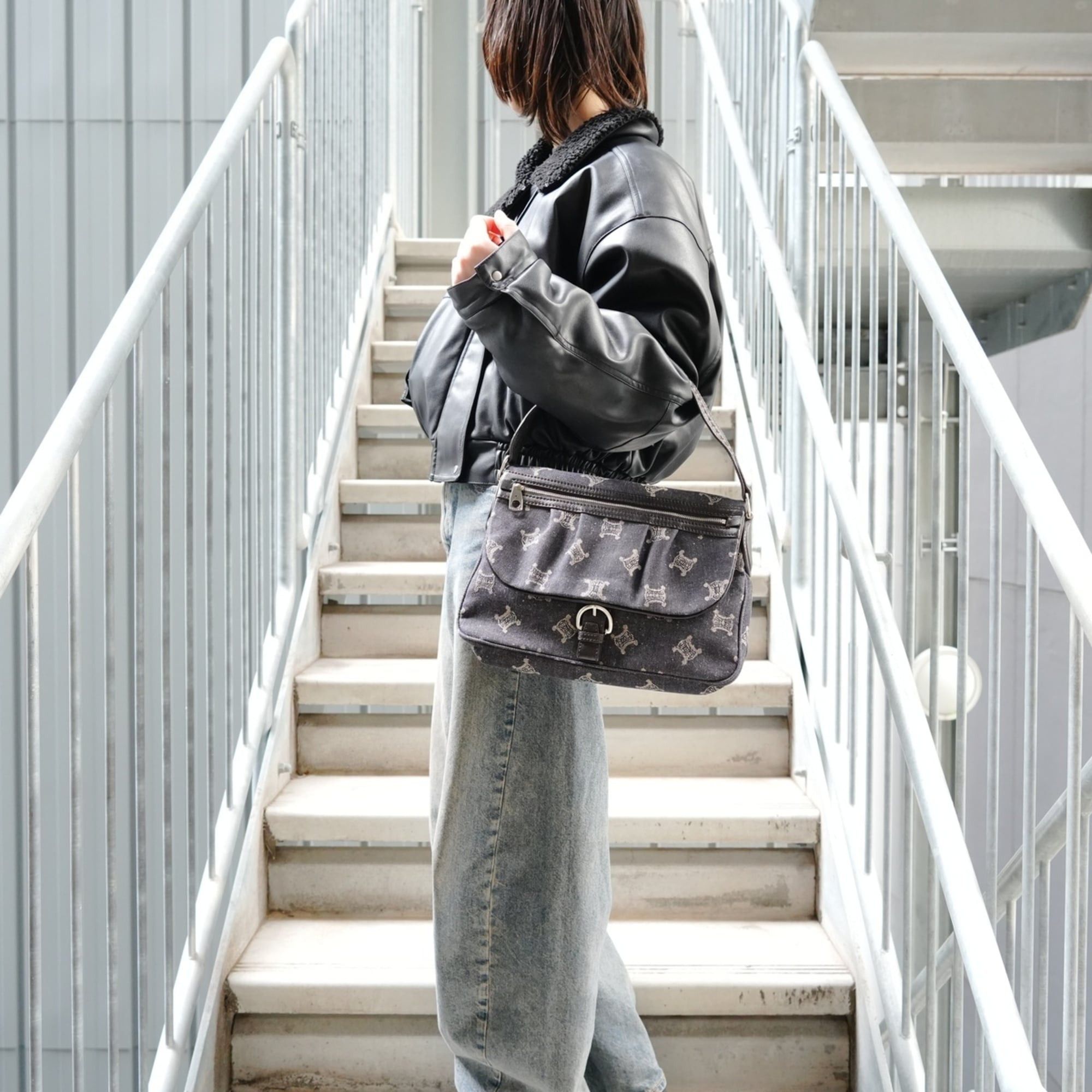 Celine Celine Macadam Denim Shoulder Bag, Navy Size ONE SIZE - 13 Thumbnail