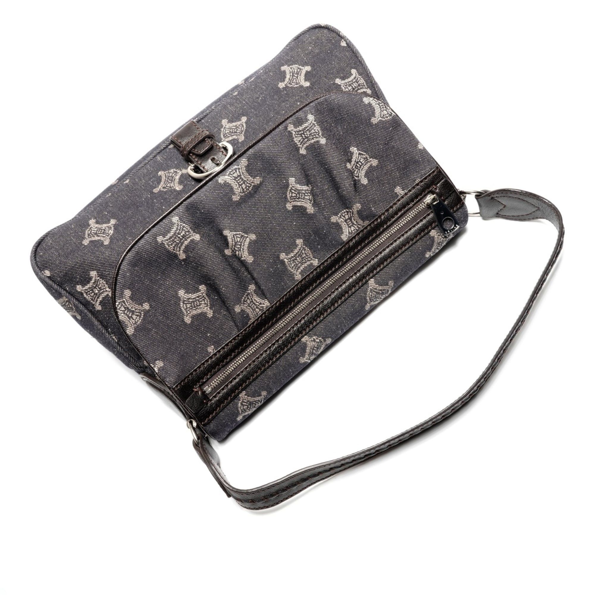 Celine Celine Macadam Denim Shoulder Bag, Navy Size ONE SIZE - 8 Thumbnail