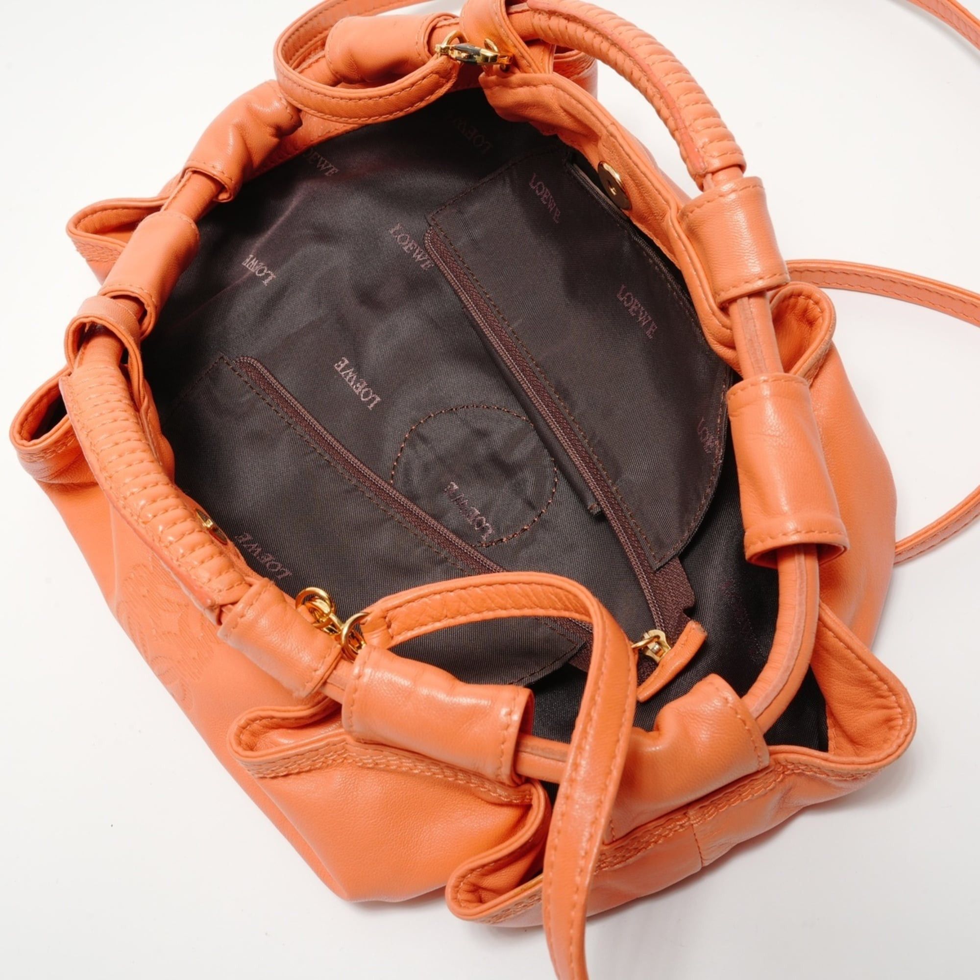 Loewe Loewe Anagram 2-Way Leather Shoulder Bag, Orange Size ONE SIZE - 10 Thumbnail