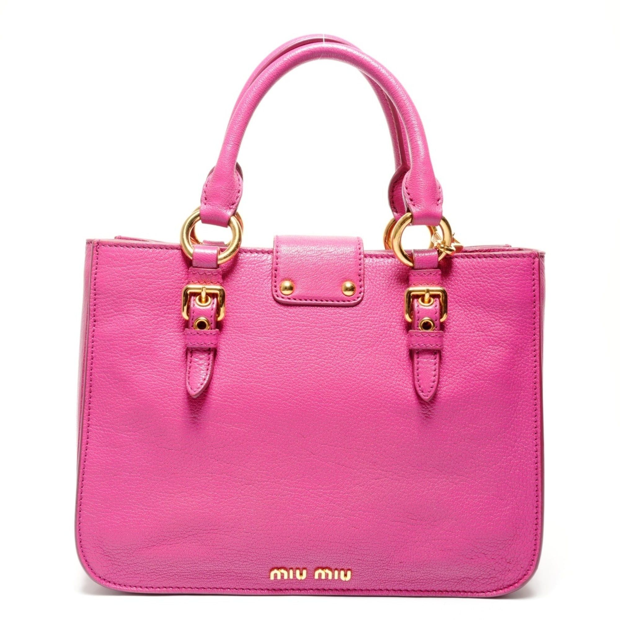 Miu Miu Miu Miu Miu Madras Leather 2-Way Shoulder Bag, Pink Size ONE SIZE - 3 Thumbnail