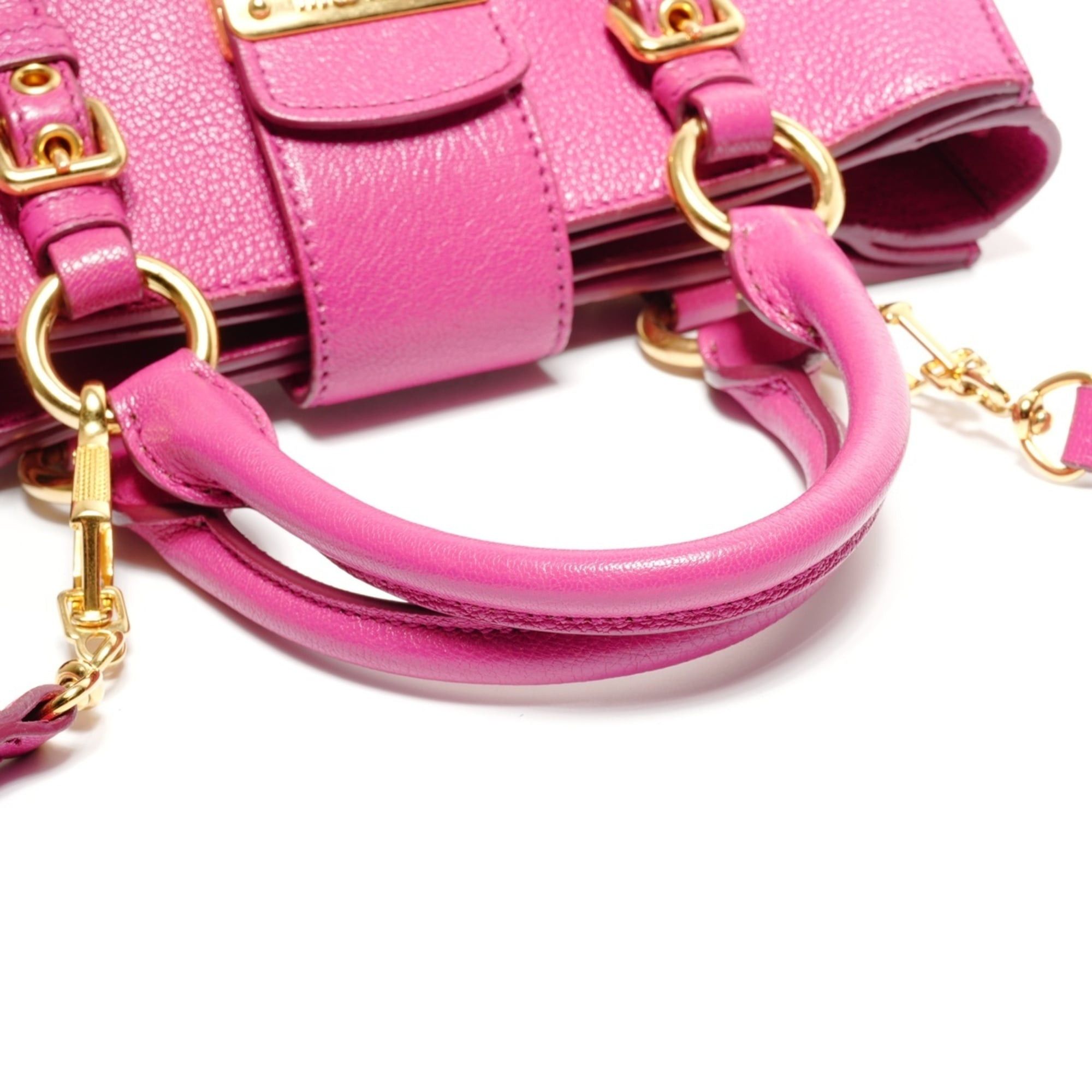 Miu Miu Miu Miu Miu Madras Leather 2-Way Shoulder Bag, Pink Size ONE SIZE - 13 Thumbnail