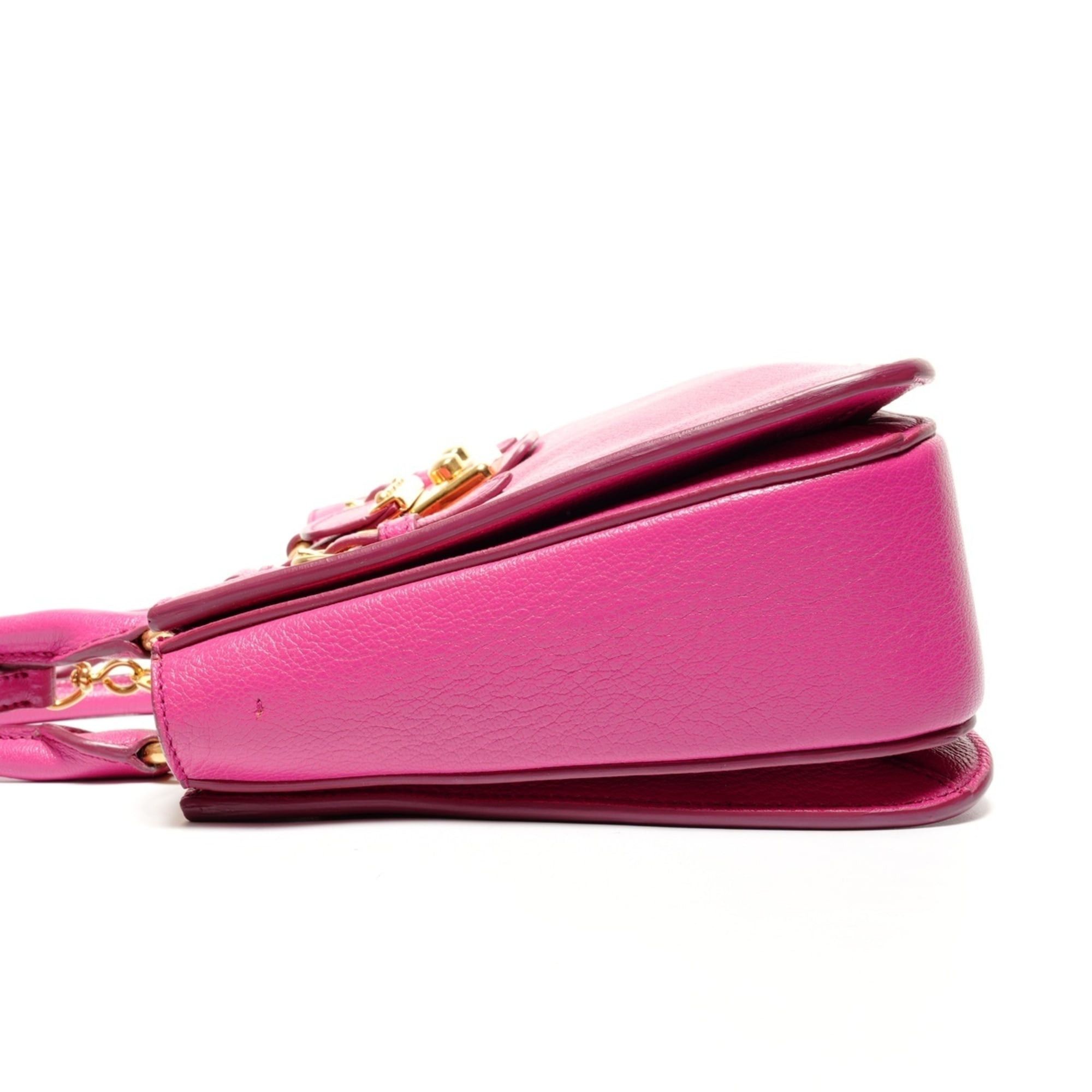 Miu Miu Miu Miu Miu Madras Leather 2-Way Shoulder Bag, Pink Size ONE SIZE - 4 Thumbnail