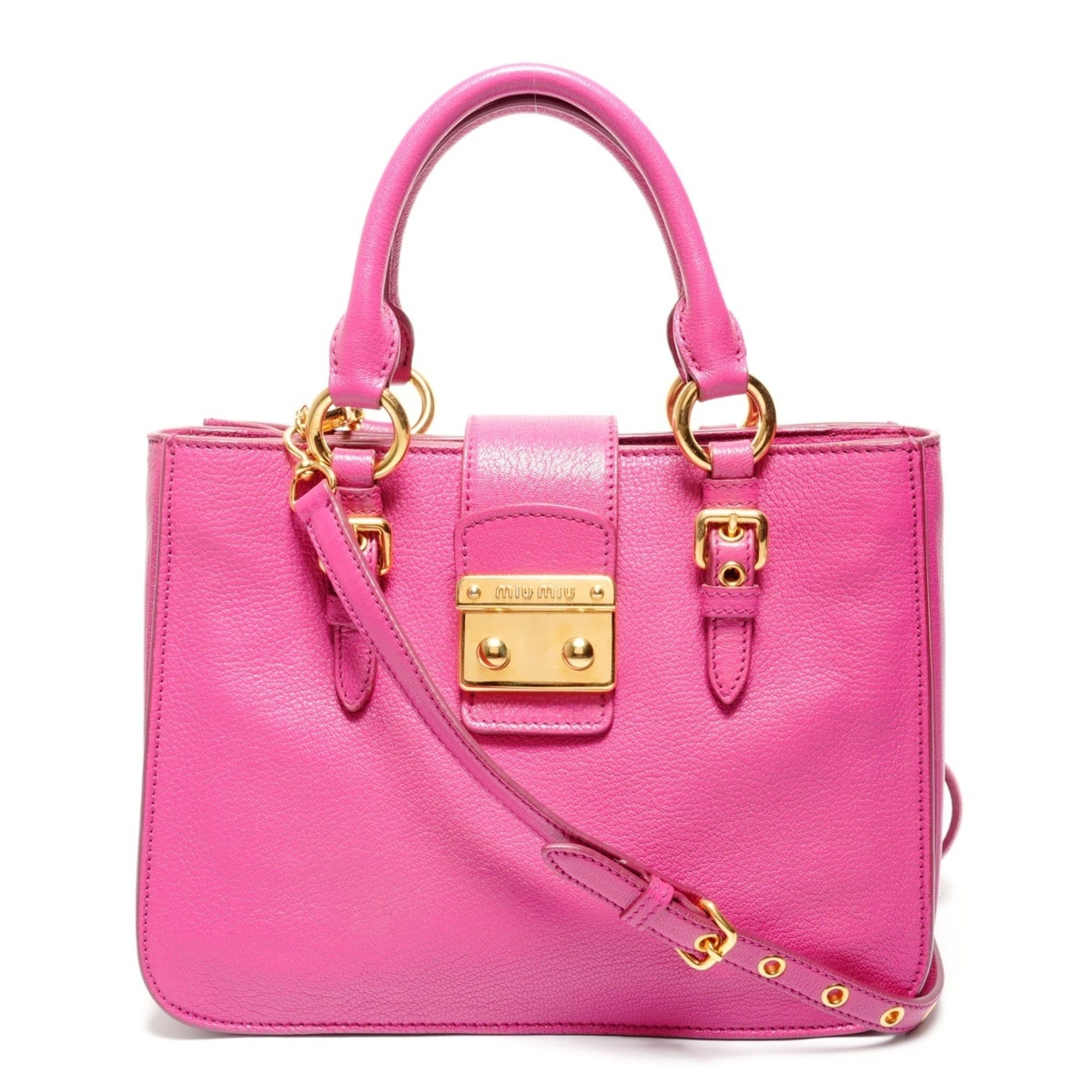Miu Miu Miu Miu Miu Madras Leather 2-Way Shoulder Bag, Pink Size ONE SIZE - 2 Thumbnail