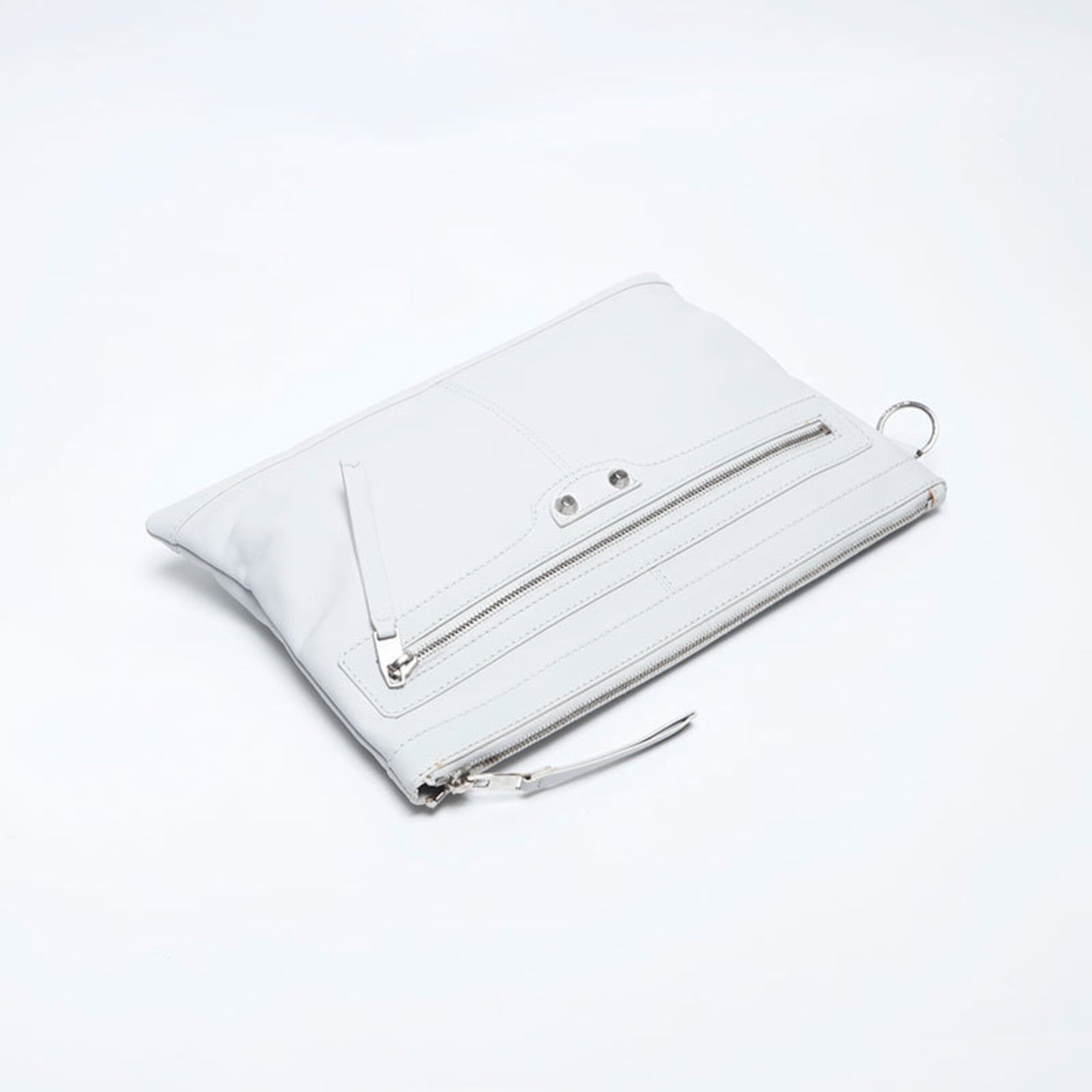 Balenciaga Balenciaga Classic Clip M 273022 Leather Clutch Bag White Size ONE SIZE - 8 Thumbnail