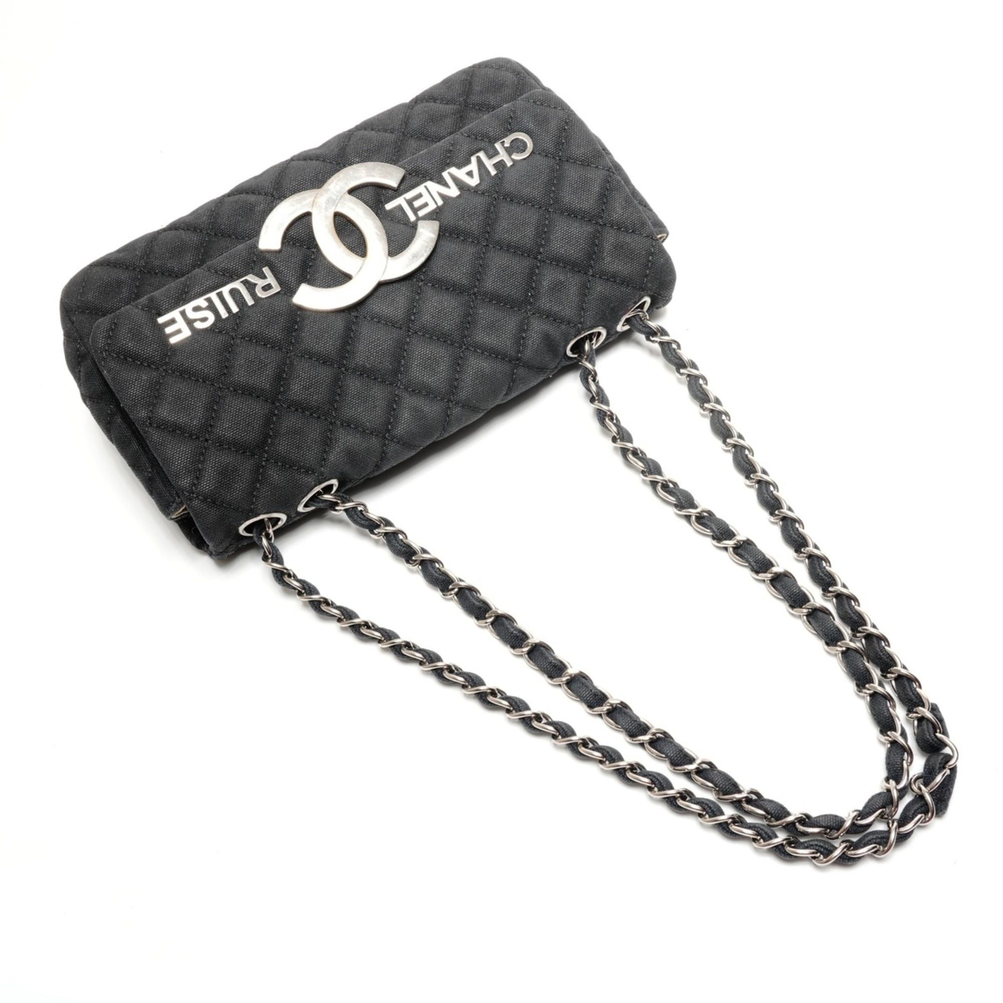 Chanel Chanel Matelassé Canvas Coco Mark Flap Chain Shoulder Bag, Black Size ONE SIZE - 8 Thumbnail