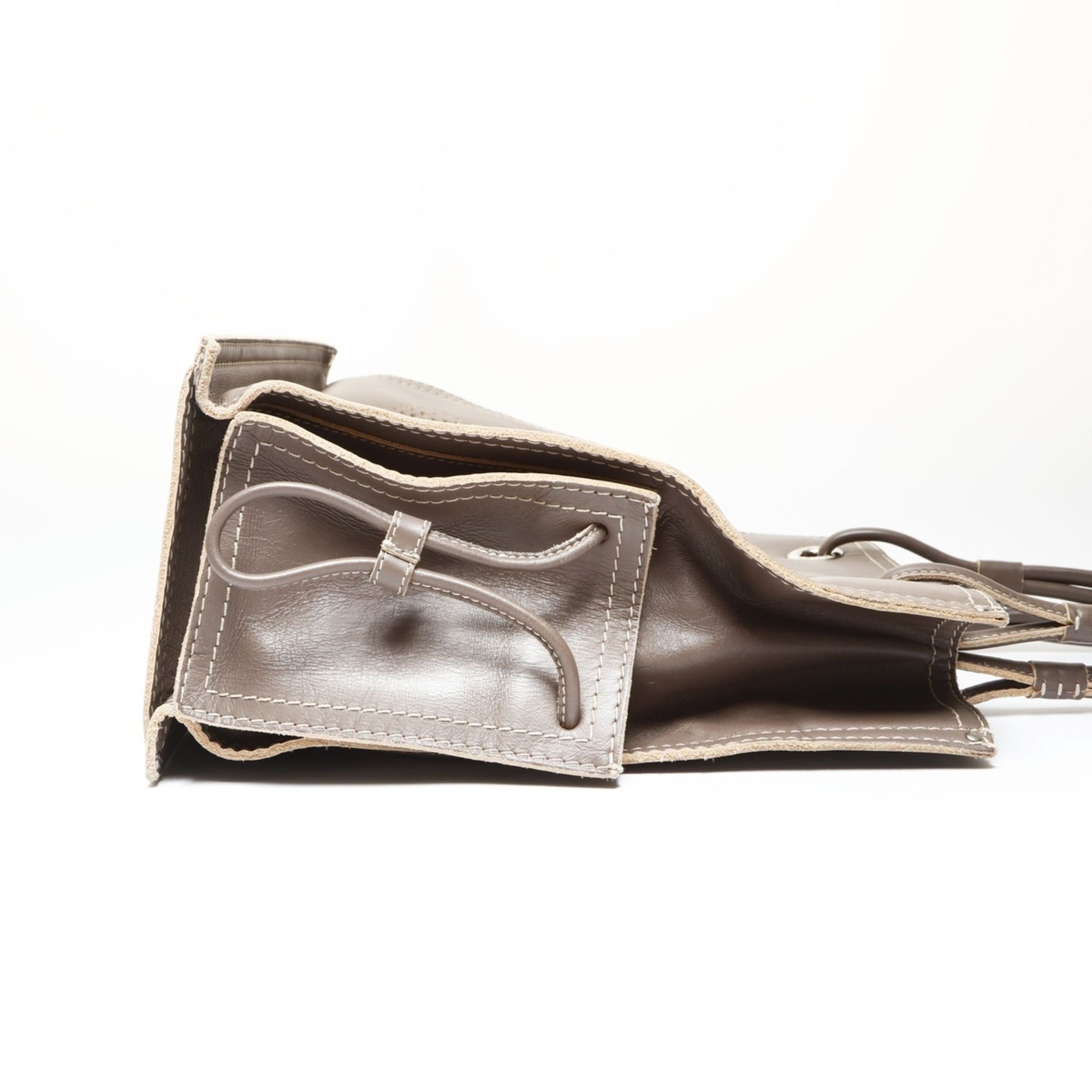 Loewe Loewe Anagram Leather Grey-Brown Tote Bag Grey Size ONE SIZE - 4 Thumbnail