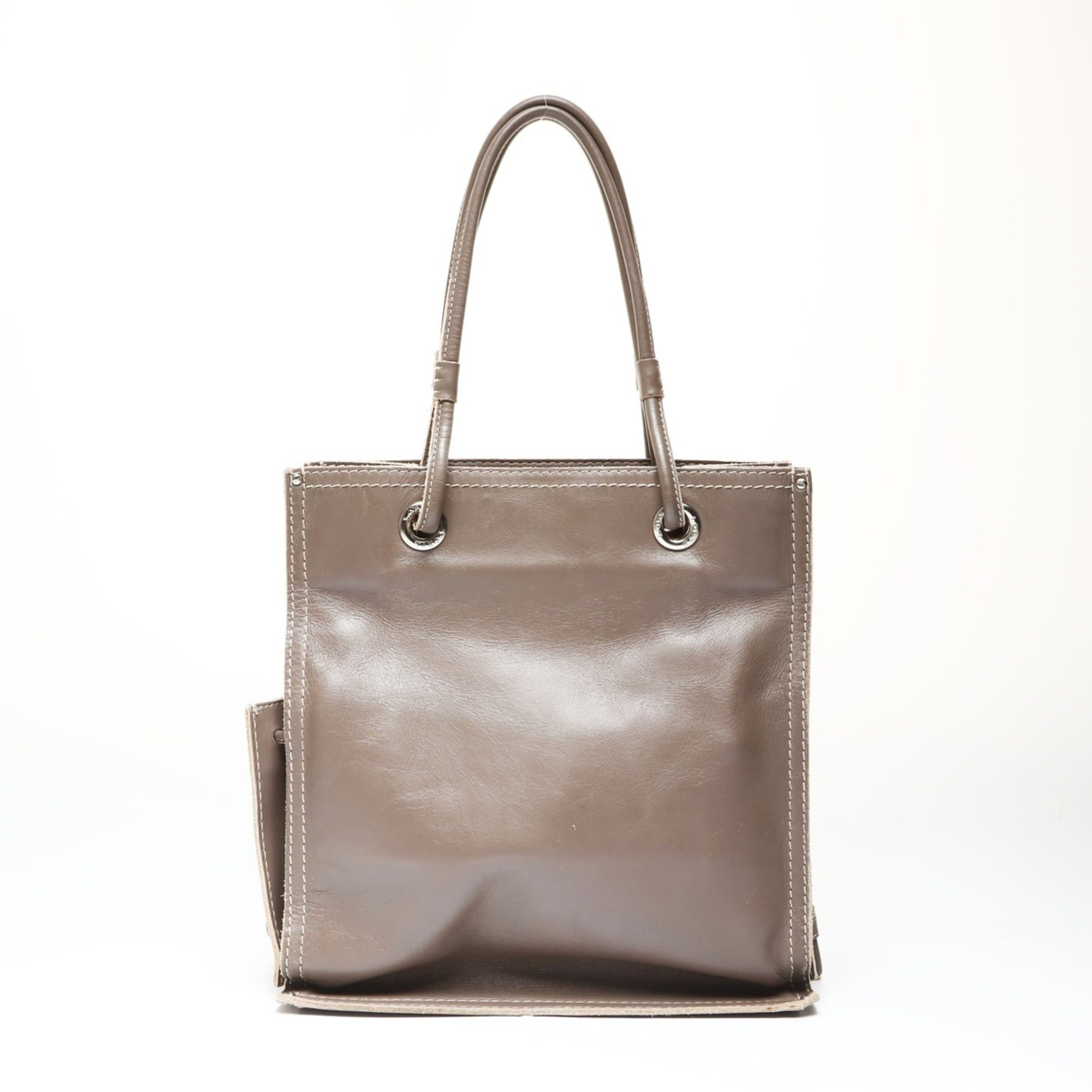 Loewe Loewe Anagram Leather Grey-Brown Tote Bag Grey Size ONE SIZE - 2 Thumbnail