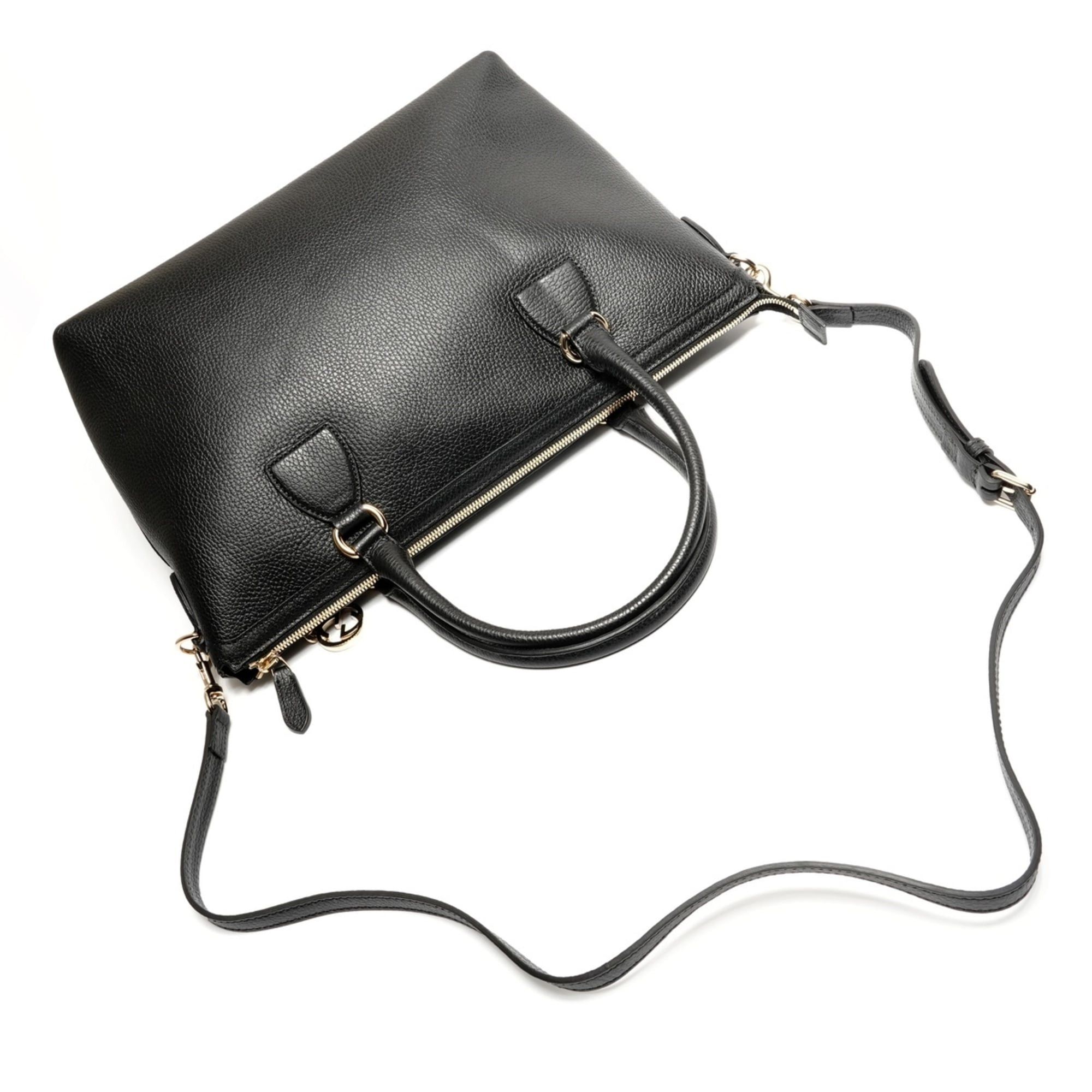 Gucci Gucci Interlocking G 2-way Leather Tote Bag, Black Size ONE SIZE - 8 Thumbnail