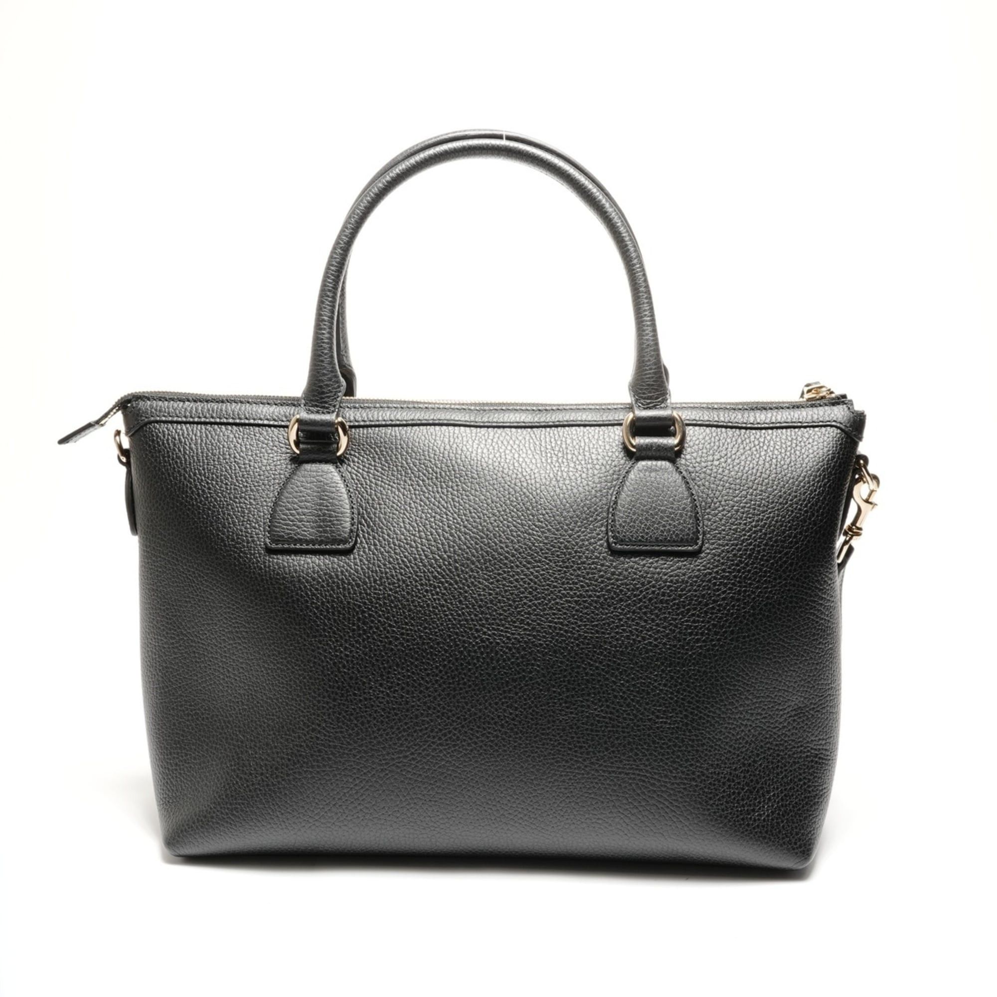 Gucci Gucci Interlocking G 2-way Leather Tote Bag, Black Size ONE SIZE - 2 Thumbnail
