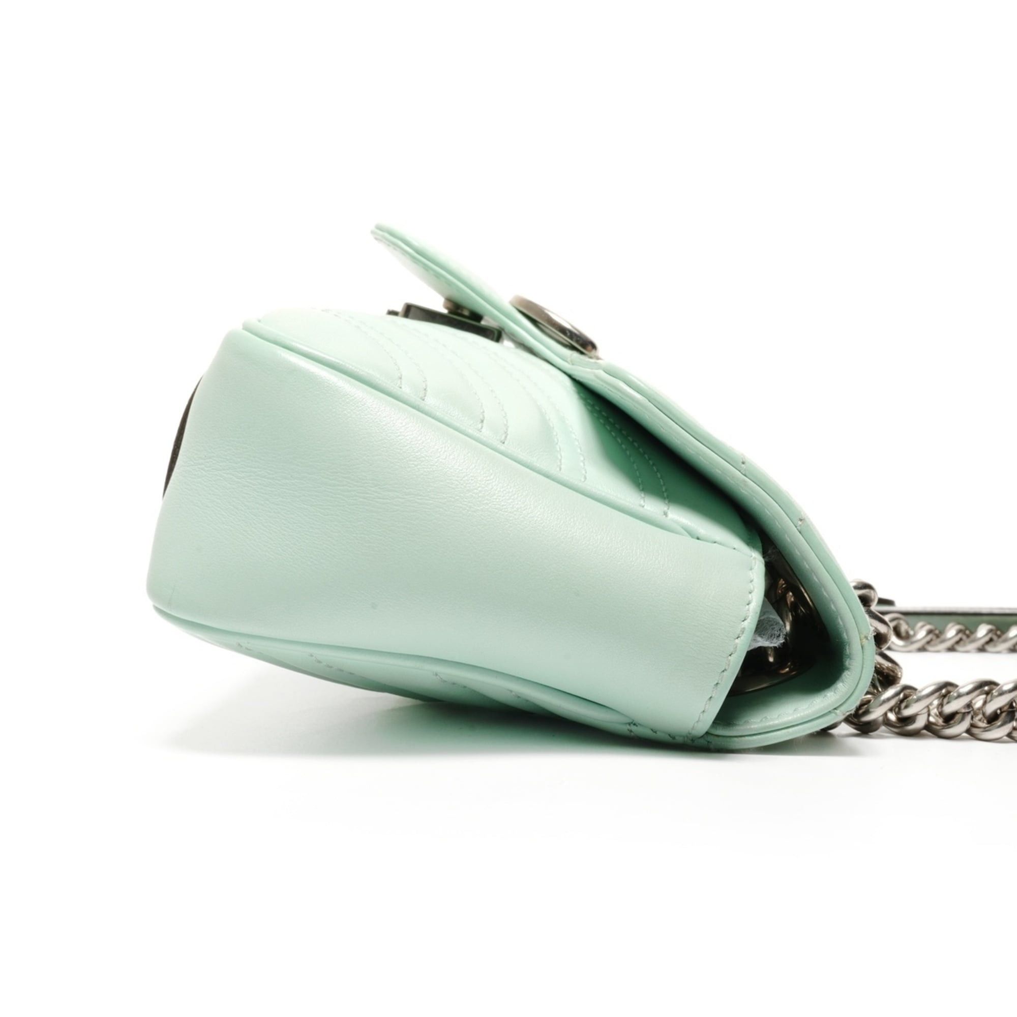 Gucci Gucci GG Marmont Leather Shoulder Bag, Green Size ONE SIZE - 4 Thumbnail